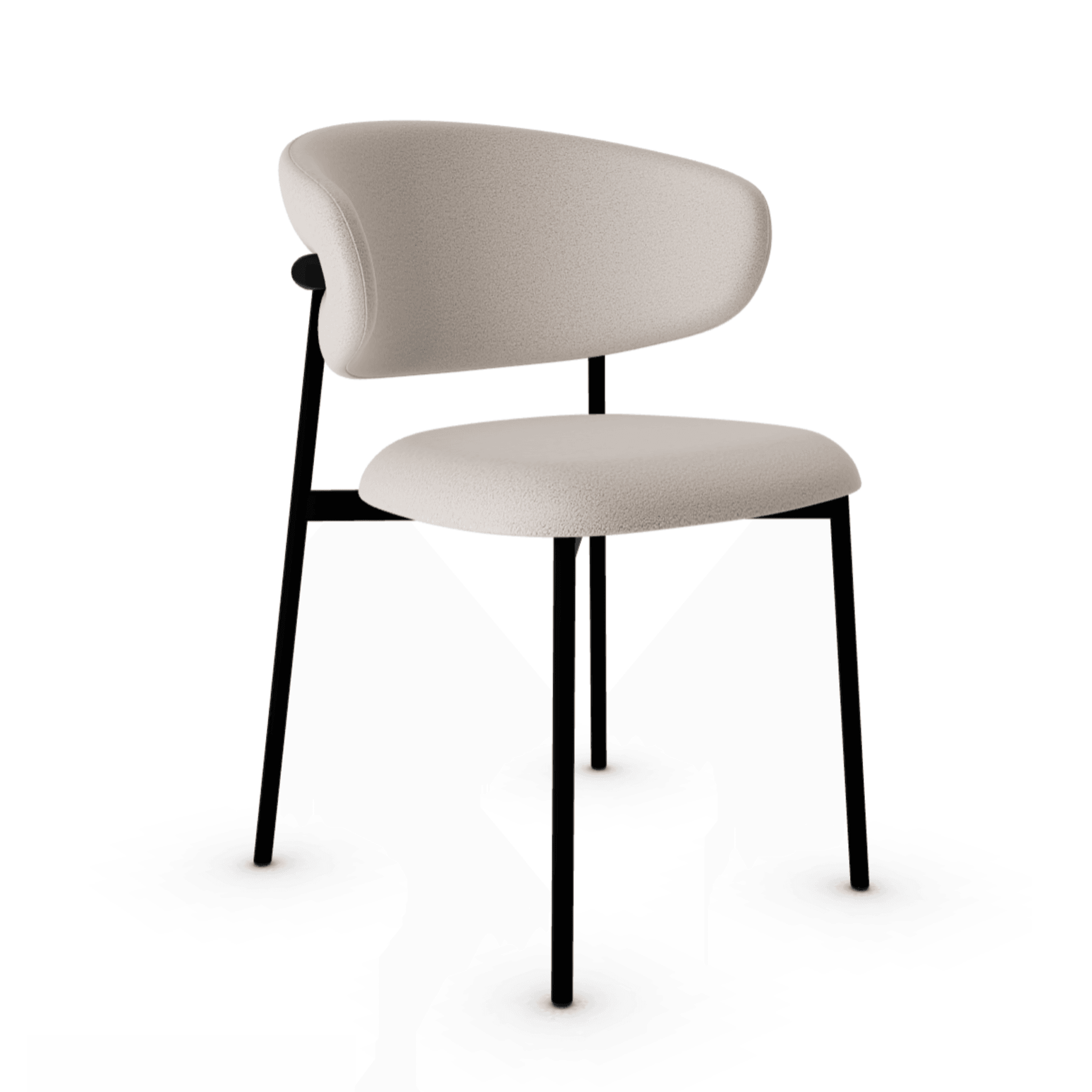 Krzesło OLEANDRO boucle jasnobrązowy z metalową podstawą Calligaris metalowa matowa czerń Eye on Design