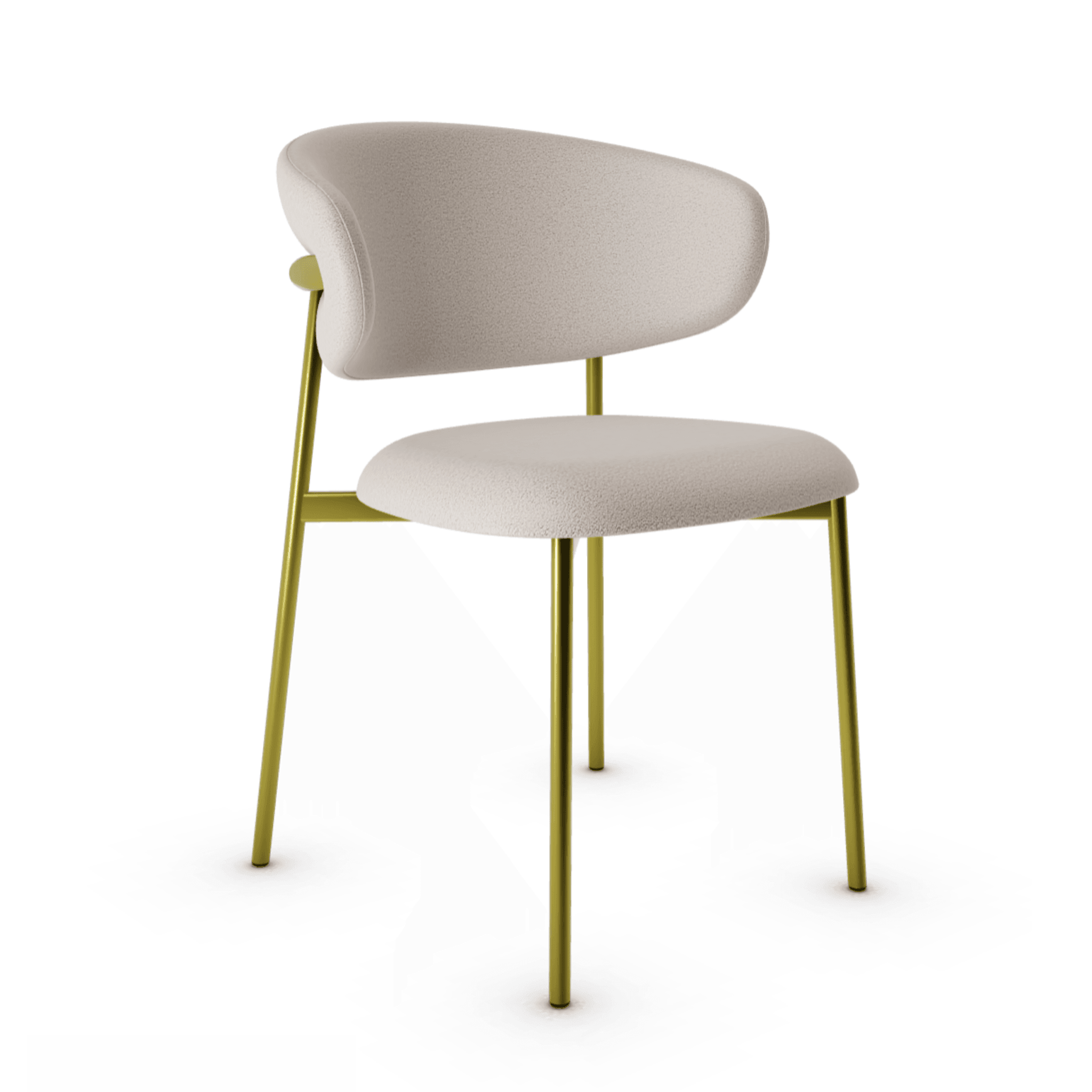Krzesło OLEANDRO boucle jasnobrązowy z metalową podstawą Calligaris metalowa matowy mosiądz Eye on Design