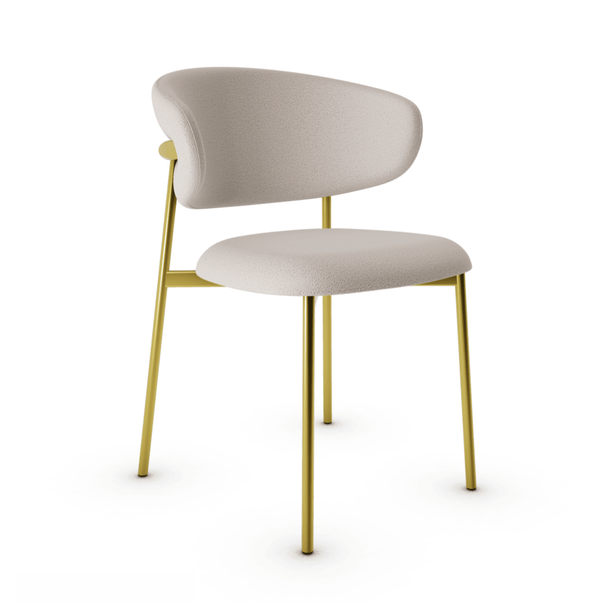 Krzesło OLEANDRO boucle jasnobrązowy z metalową podstawą Calligaris metalowa polerowany mosiądz Eye on Design