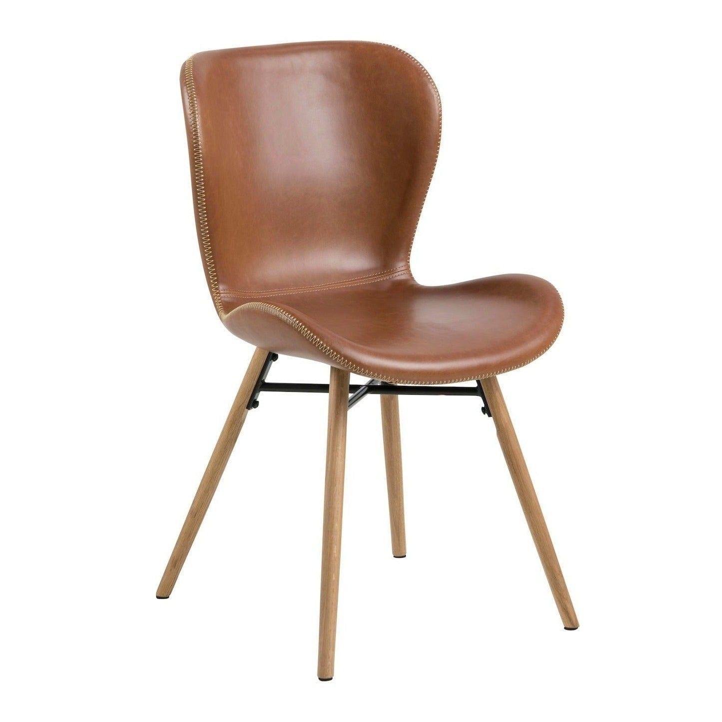Krzesło skórzane BJORN brandy z jasną podstawą Home Essentials Eye on Design
