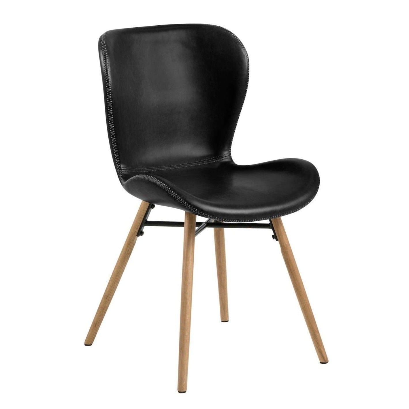 Krzesło skórzane BJORN czarny z jasną podstawą Home Essentials Eye on Design