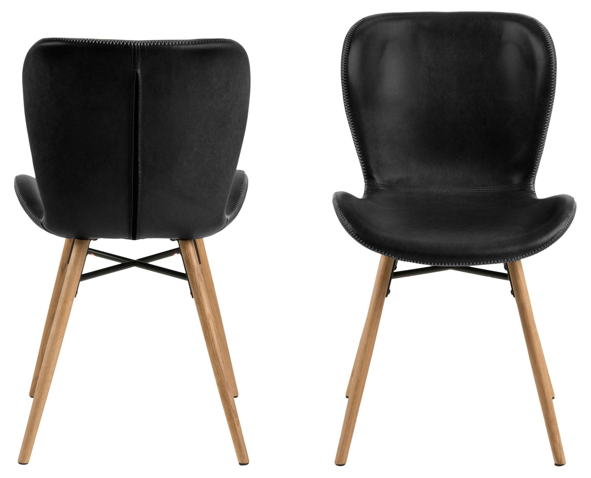Krzesło skórzane BJORN czarny z jasną podstawą Home Essentials Eye on Design