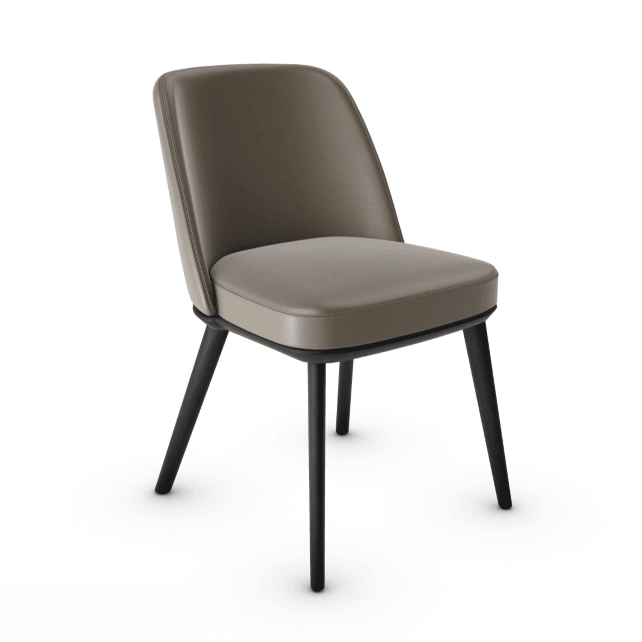 Krzesło skórzane FOYER ciemnoszary z drewnianą podstawą Calligaris drewniana matowa czerń Eye on Design