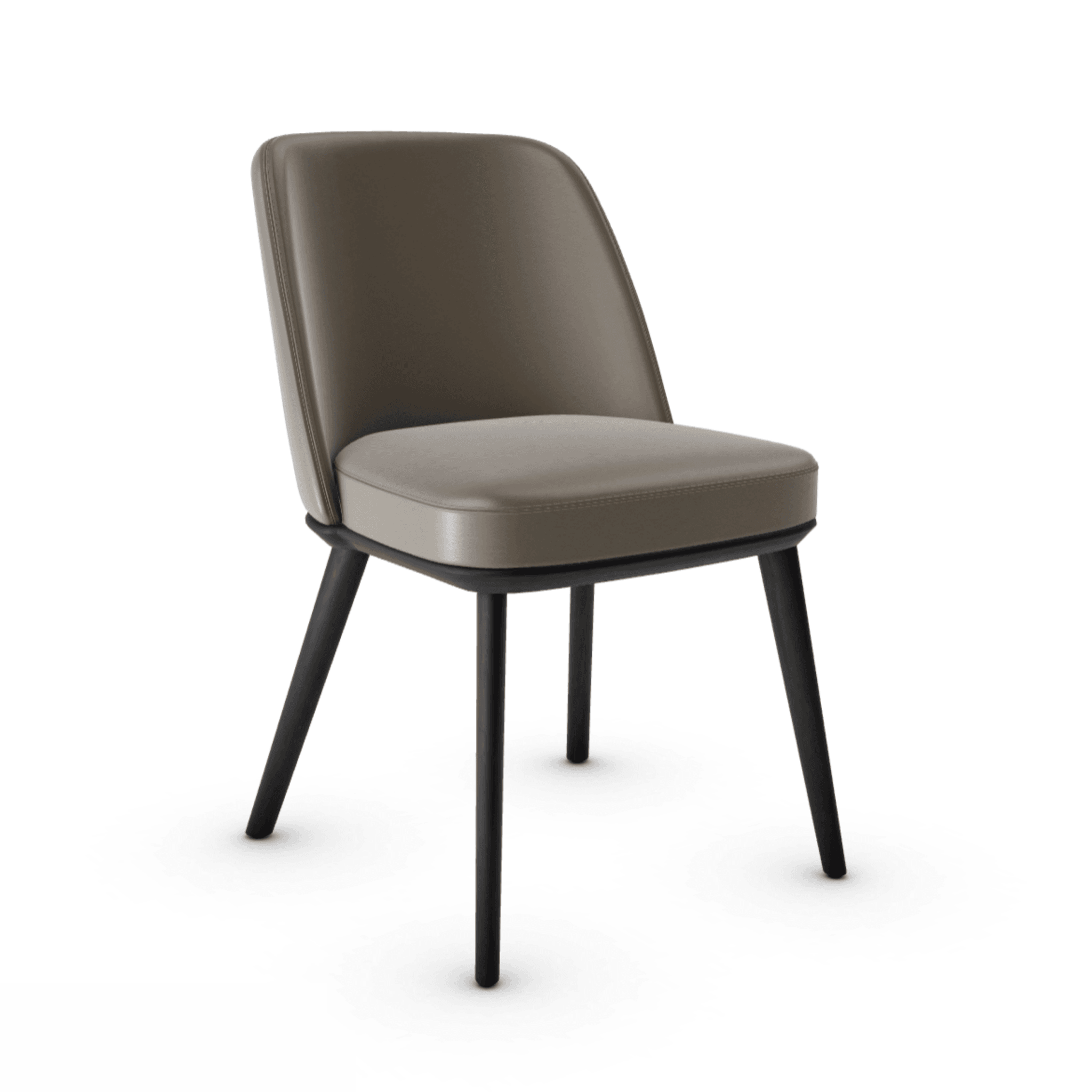 Krzesło skórzane FOYER jasnobrązowy z drewnianą podstawą Calligaris drewniana matowa czerń Eye on Design