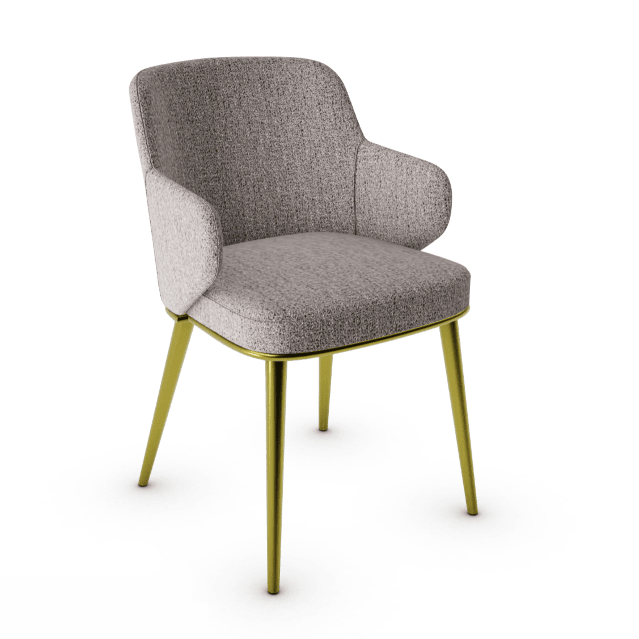 Krzesło z podłokietnikami FOYER boucle taupe z metalową podstawą Calligaris metalowa matowy mosiądz Eye on Design
