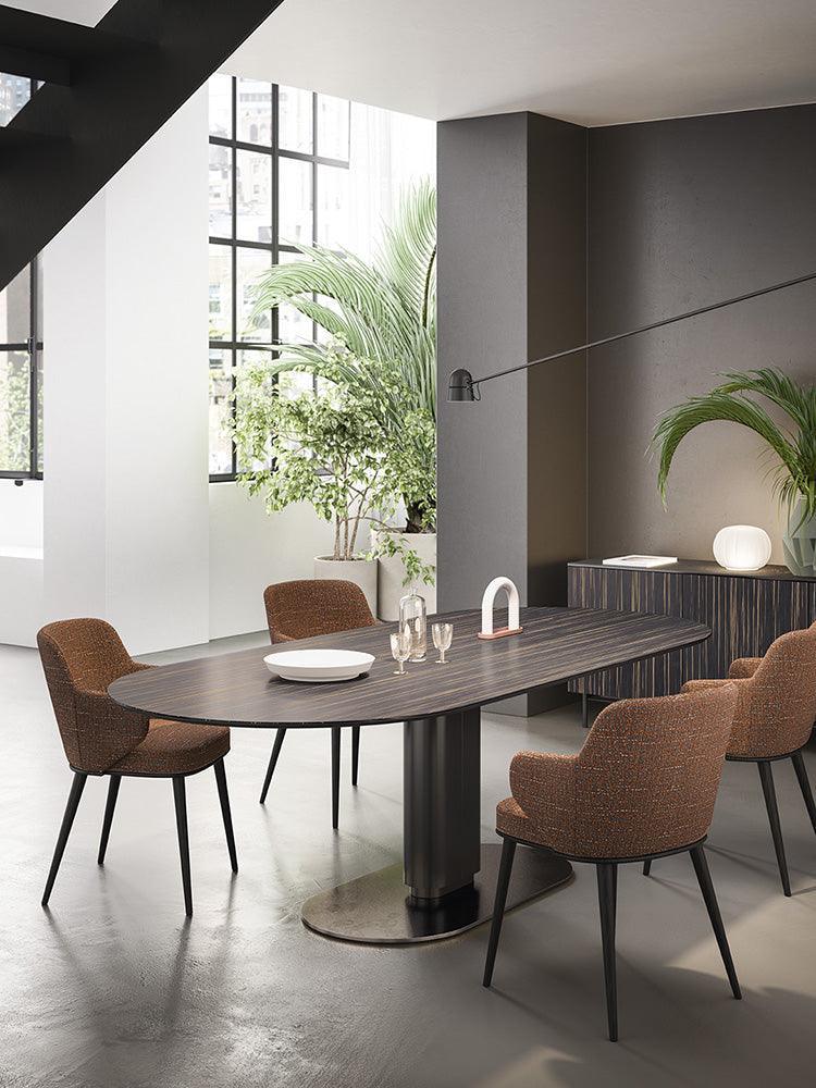 Krzesło z podłokietnikami FOYER melanż brązowy z drewnianą podstawą Calligaris Eye on Design