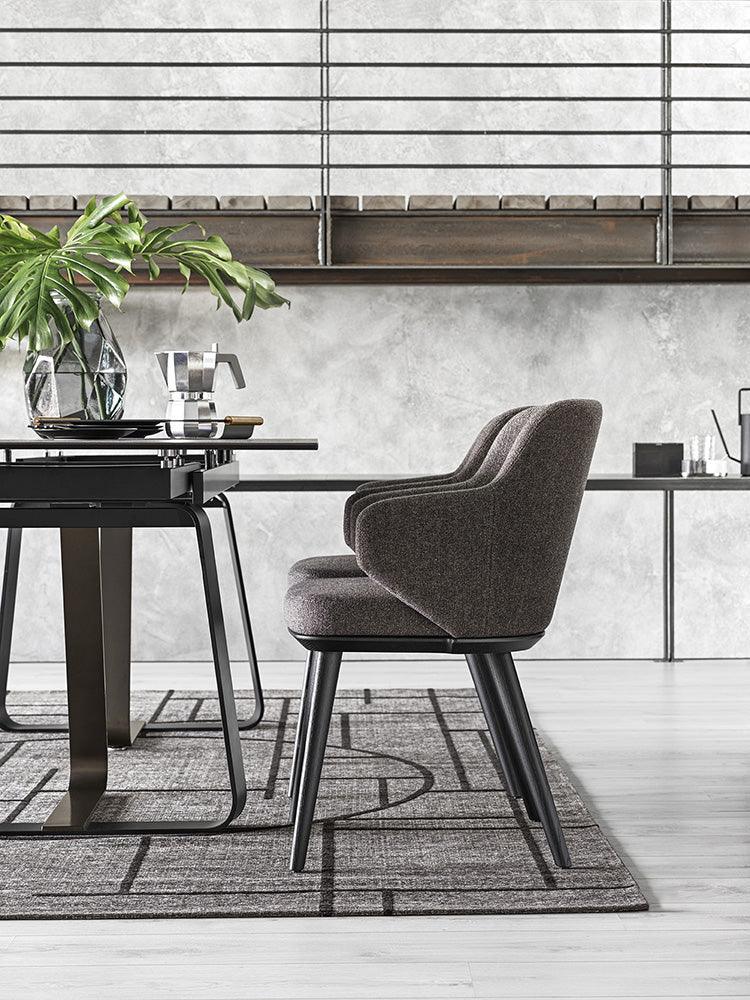 Krzesło z podłokietnikami FOYER melanż brązowy z drewnianą podstawą Calligaris Eye on Design