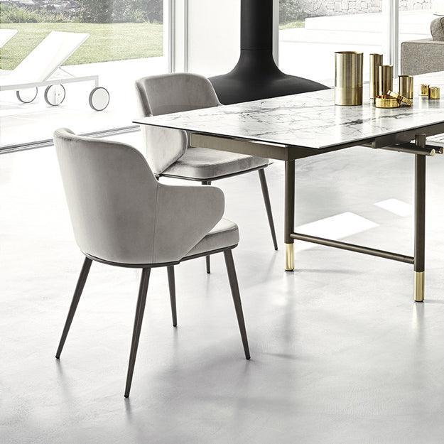Krzesło z podłokietnikami FOYER melanż brązowy z metalową podstawą Calligaris Eye on Design