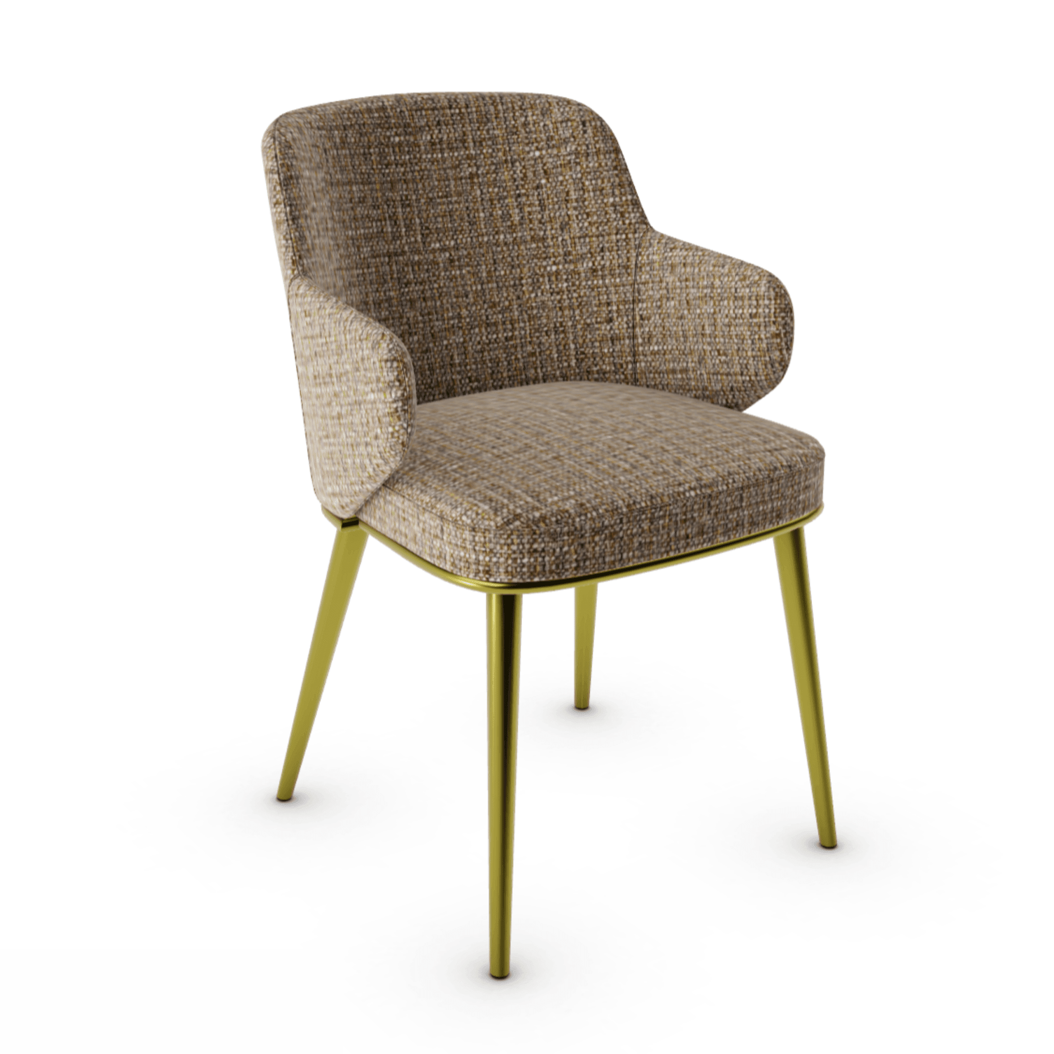Krzesło z podłokietnikami FOYER melanż brązowy z metalową podstawą Calligaris metalowa matowy mosiądz Eye on Design