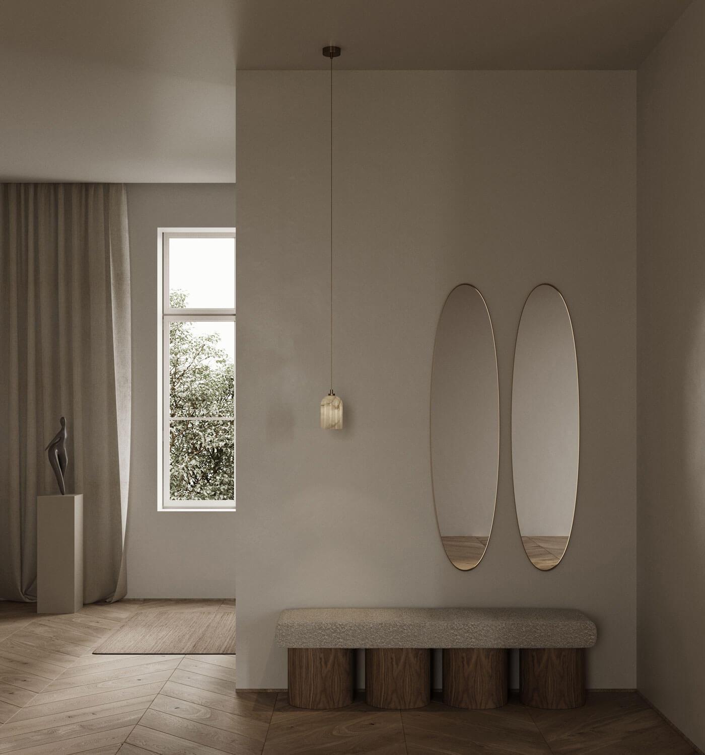 Lampa alabastrowa wisząca URANIA mosiężny Embassy Interiors Eye on Design