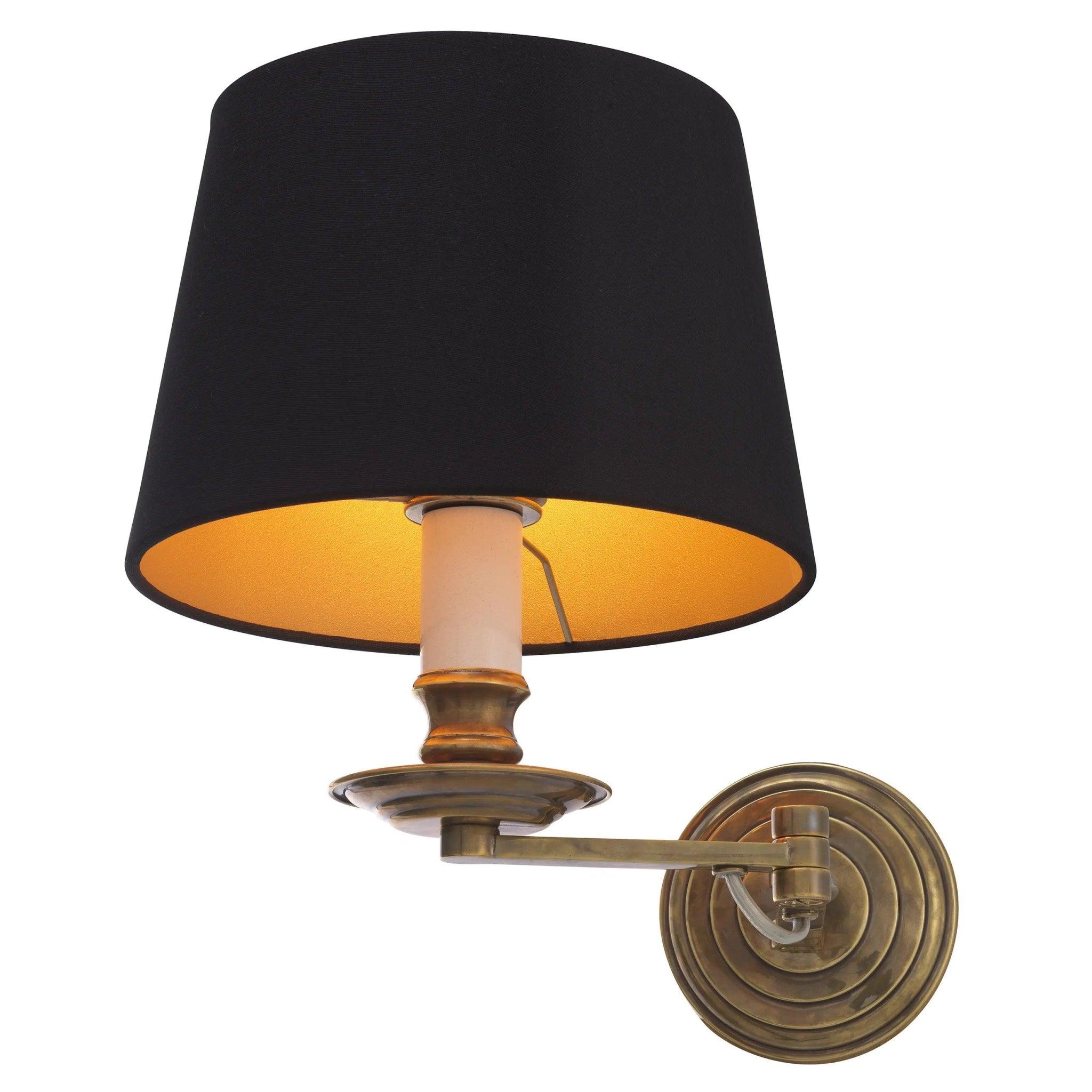 Lampa ścienna ECLIPS postarzany mosiądz z czarnym kloszem Eichholtz Eye on Design