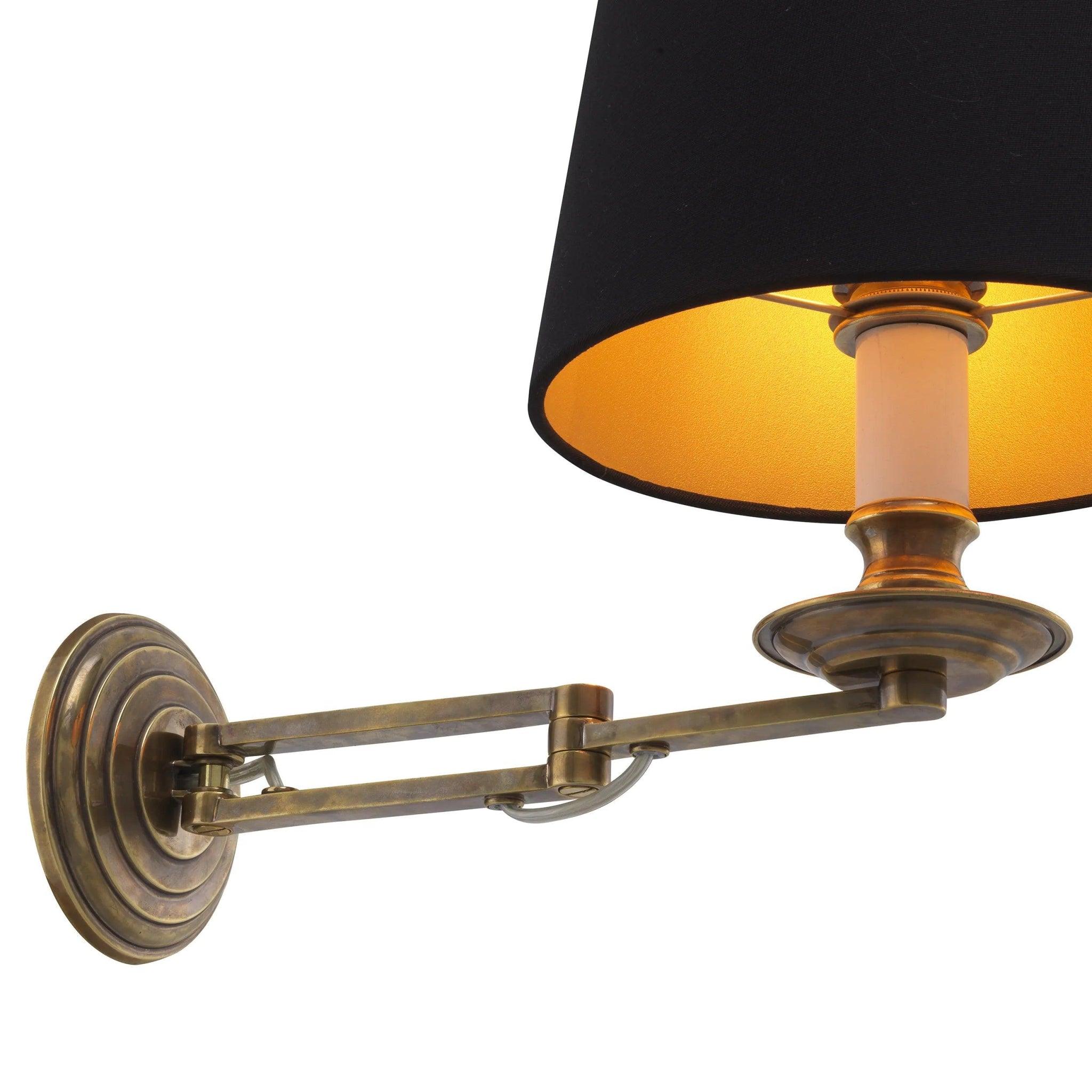 Lampa ścienna ECLIPS postarzany mosiądz z czarnym kloszem Eichholtz Eye on Design