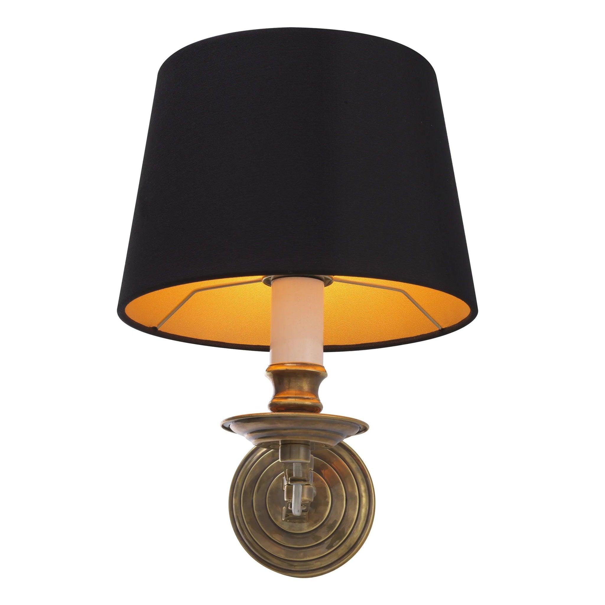 Lampa ścienna ECLIPS postarzany mosiądz z czarnym kloszem Eichholtz Eye on Design