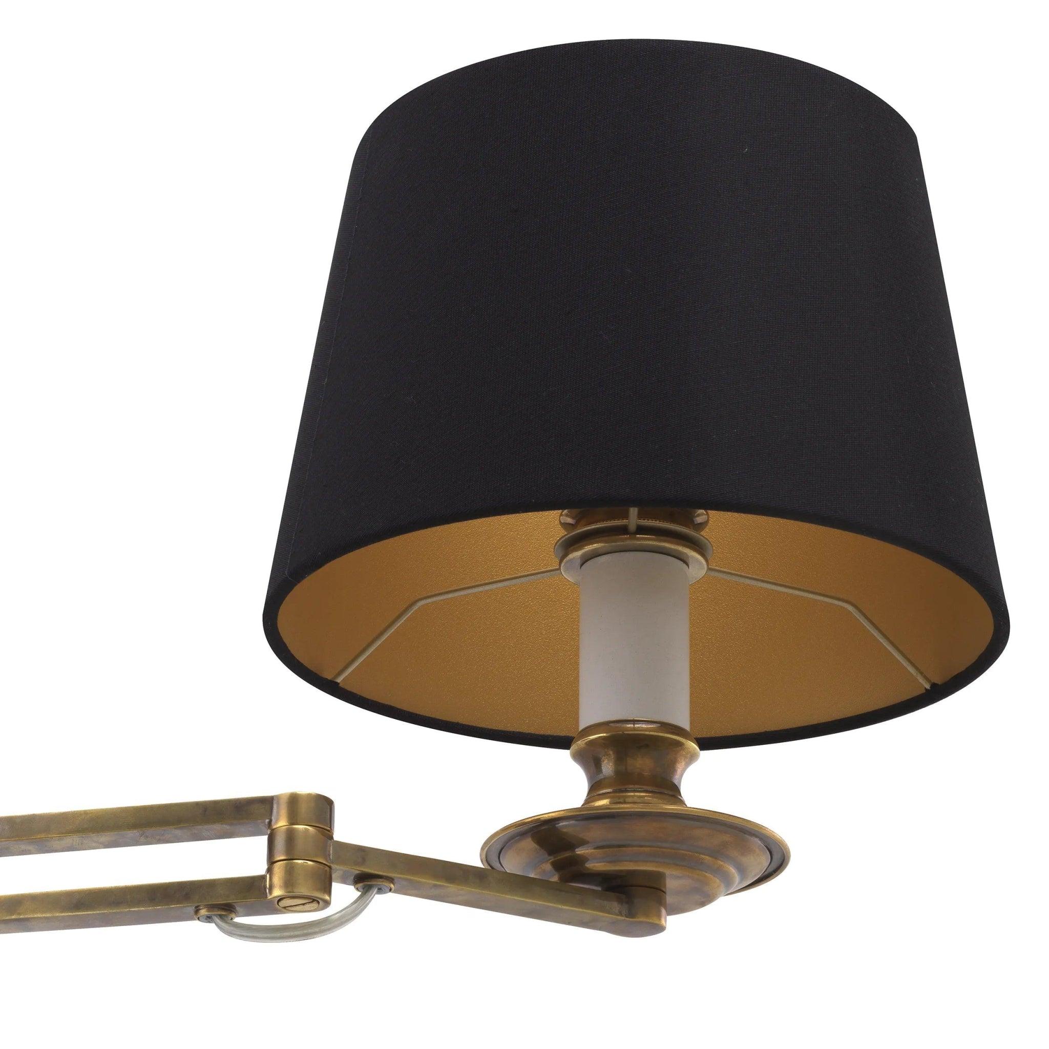 Lampa ścienna ECLIPS postarzany mosiądz z czarnym kloszem Eichholtz Eye on Design