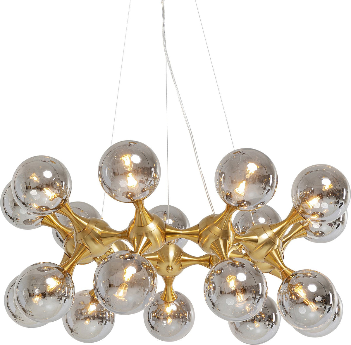 Atomic Gold Hanging Lamp mit geräuchertem Glas