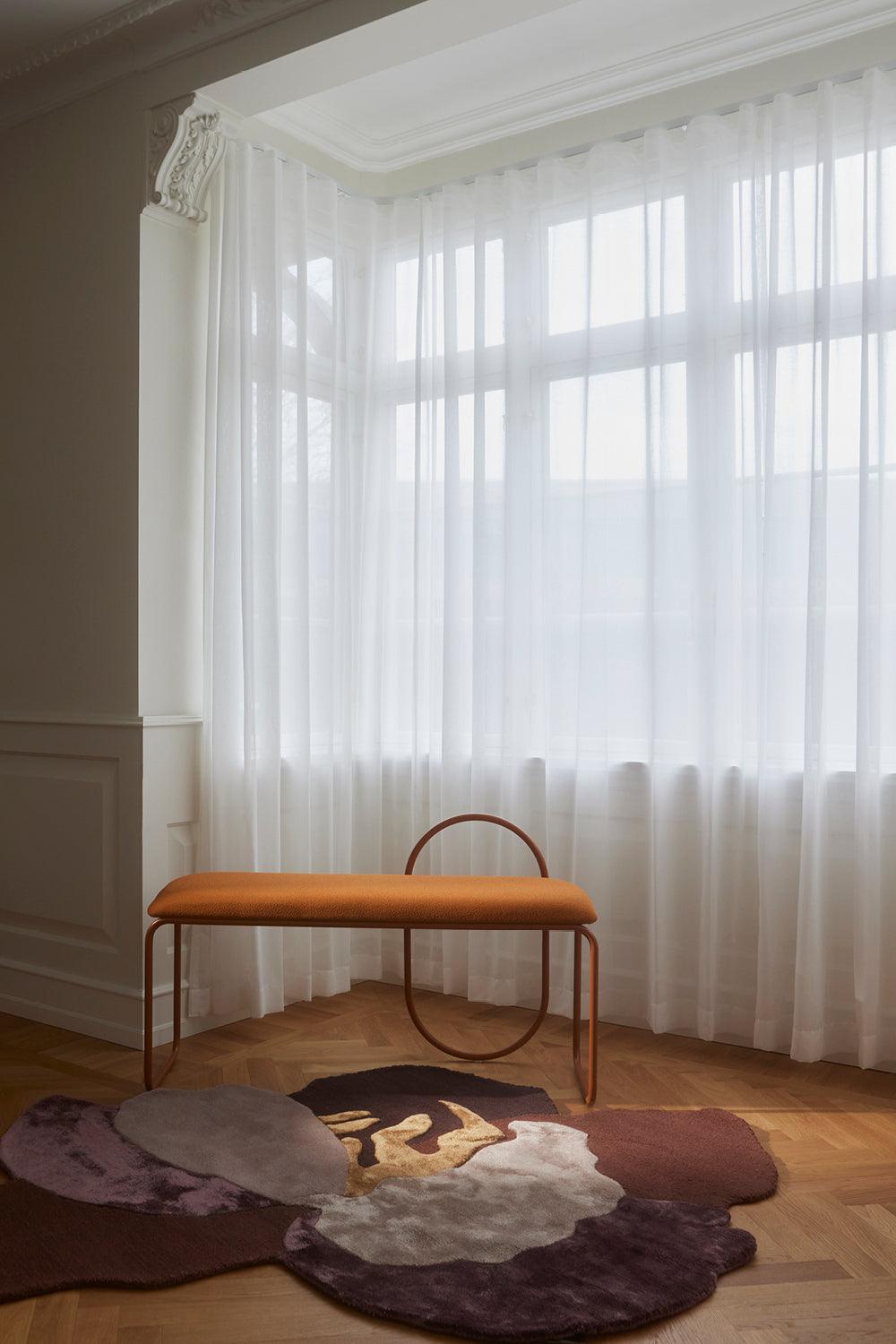 Ławka z tkaniną boucle ANGUI pomarańczowy AYTM Eye on Design
