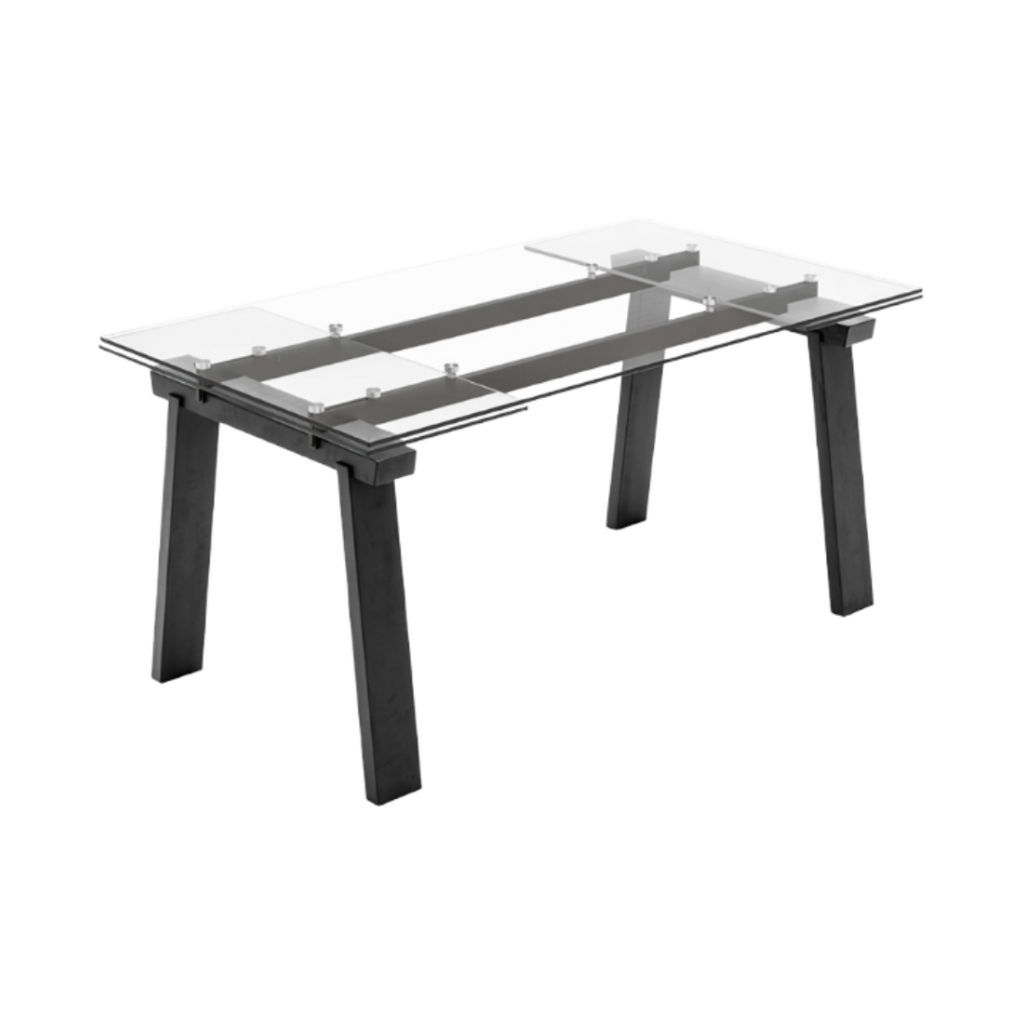 LEVANTE extendable table with glass top and graphite base