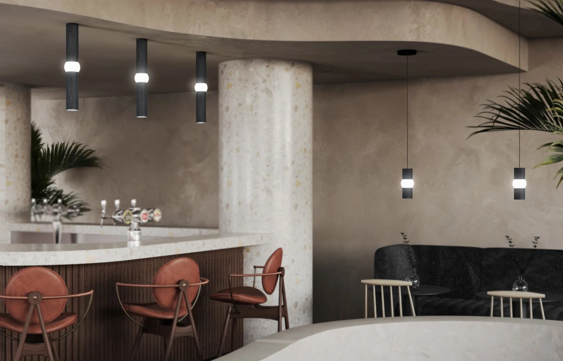 Pendelleuchte LIGHTBONE schwarzes Eichenholz