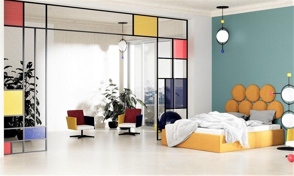 Łóżko tapicerowane BALL żółty Happy Barok Eye on Design