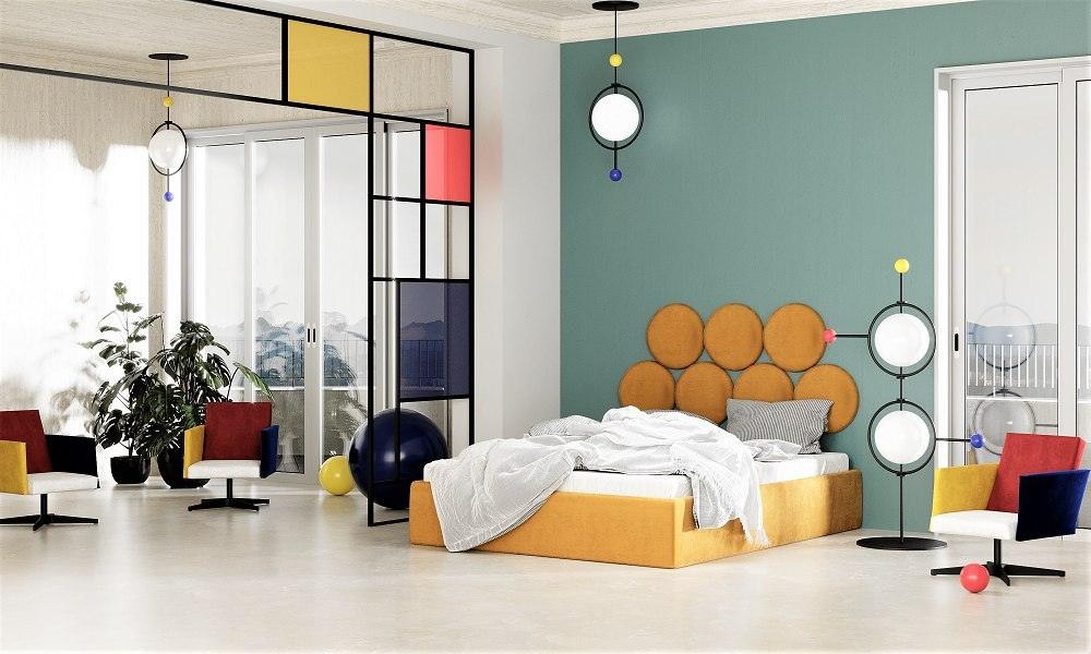 Łóżko tapicerowane BALL żółty Happy Barok Eye on Design