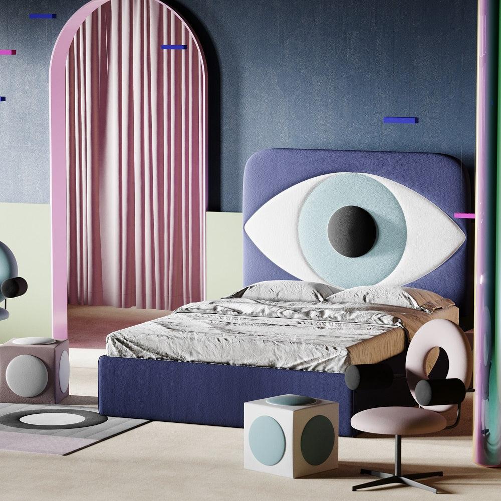 Łóżko tapicerowane OKO niebieski Happy Barok Eye on Design