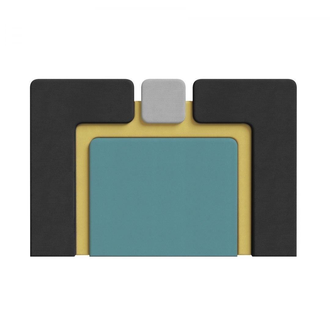 Łóżko tapicerowane PLUM 6 morski z czarnym i żółtym Happy Barok Eye on Design