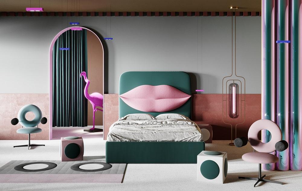 Łóżko tapicerowane USTA zielony Happy Barok Eye on Design