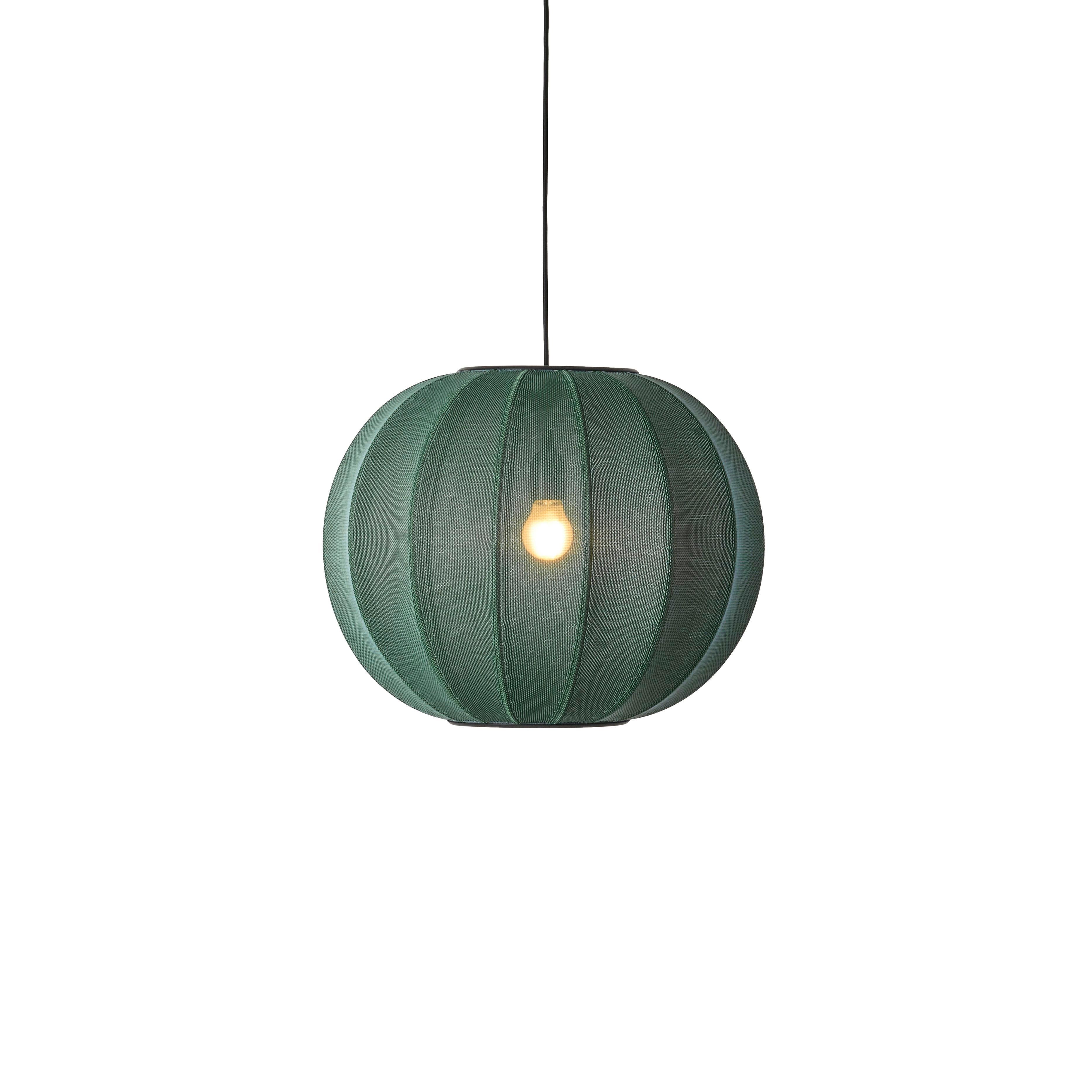 Strick-auf runde hängende Lampe grün