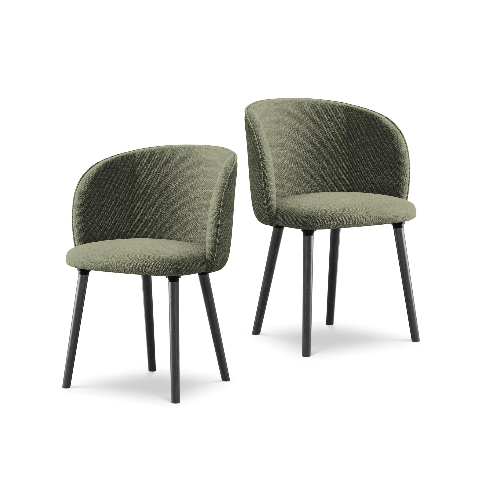 Stuhl MAIA olivgrüner Boucle mit schwarzem Eichenfuß