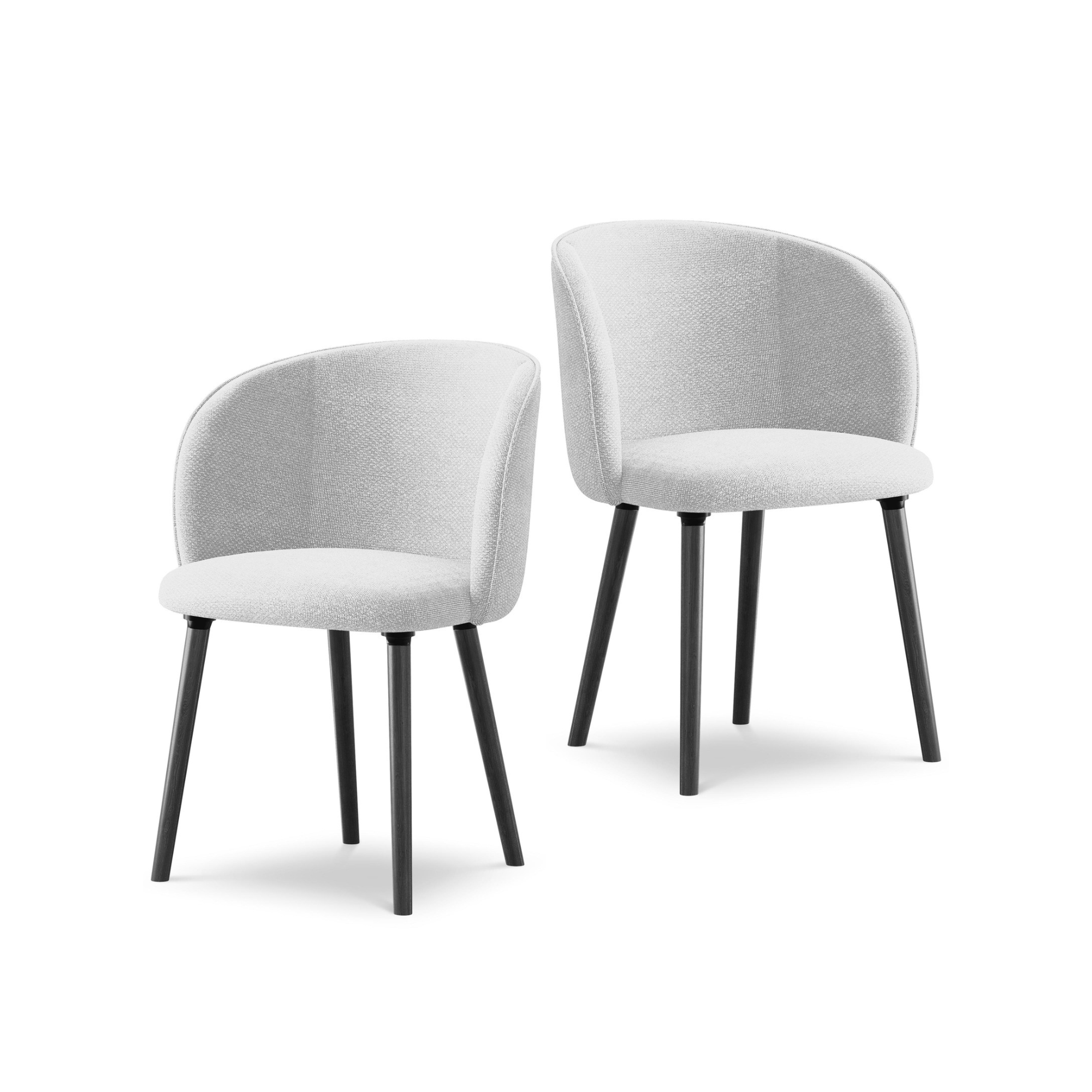 Stuhl MAIA silberner Boucle mit schwarzem Eichenfuß