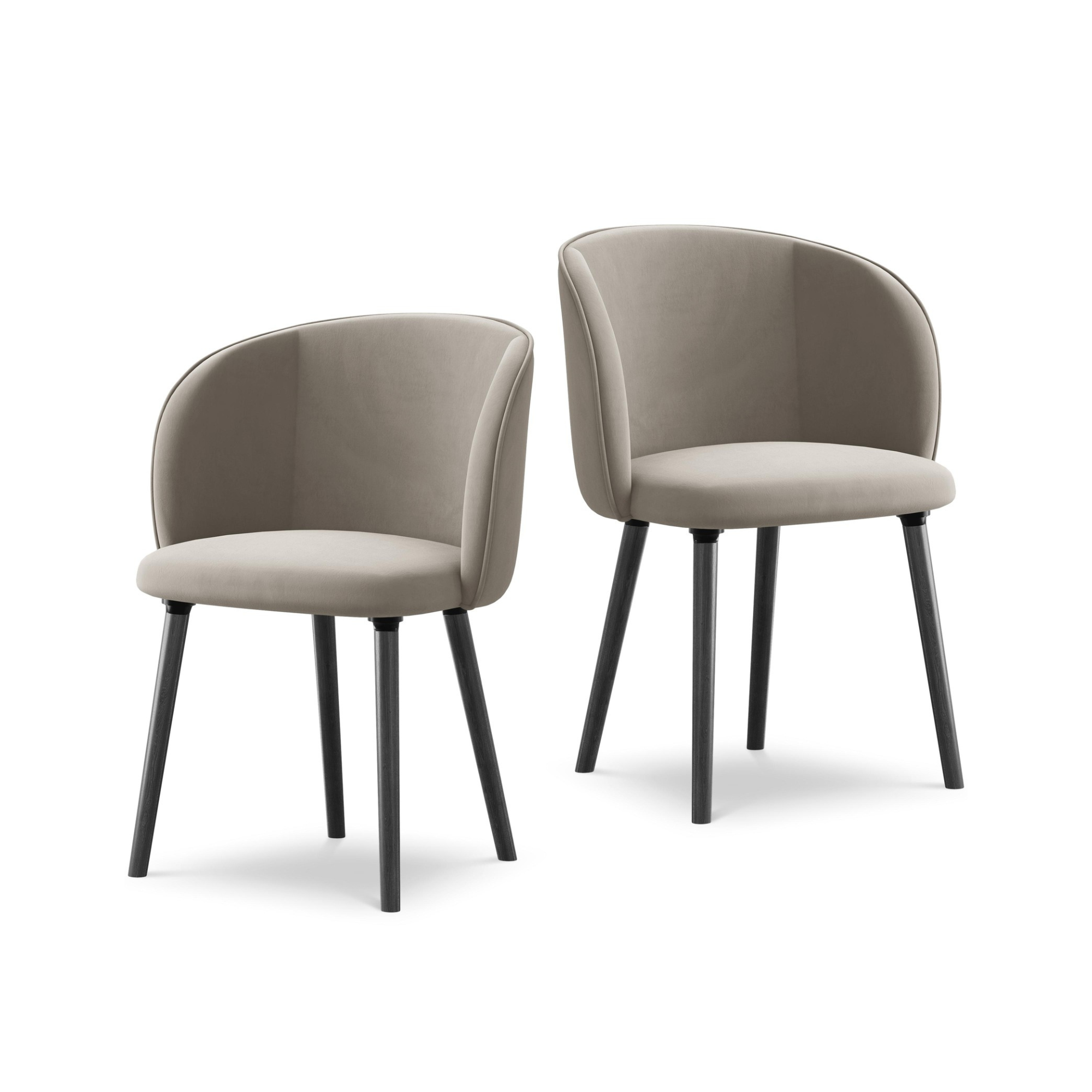 Velvet Chair MAIA taupe with Black Oak Base