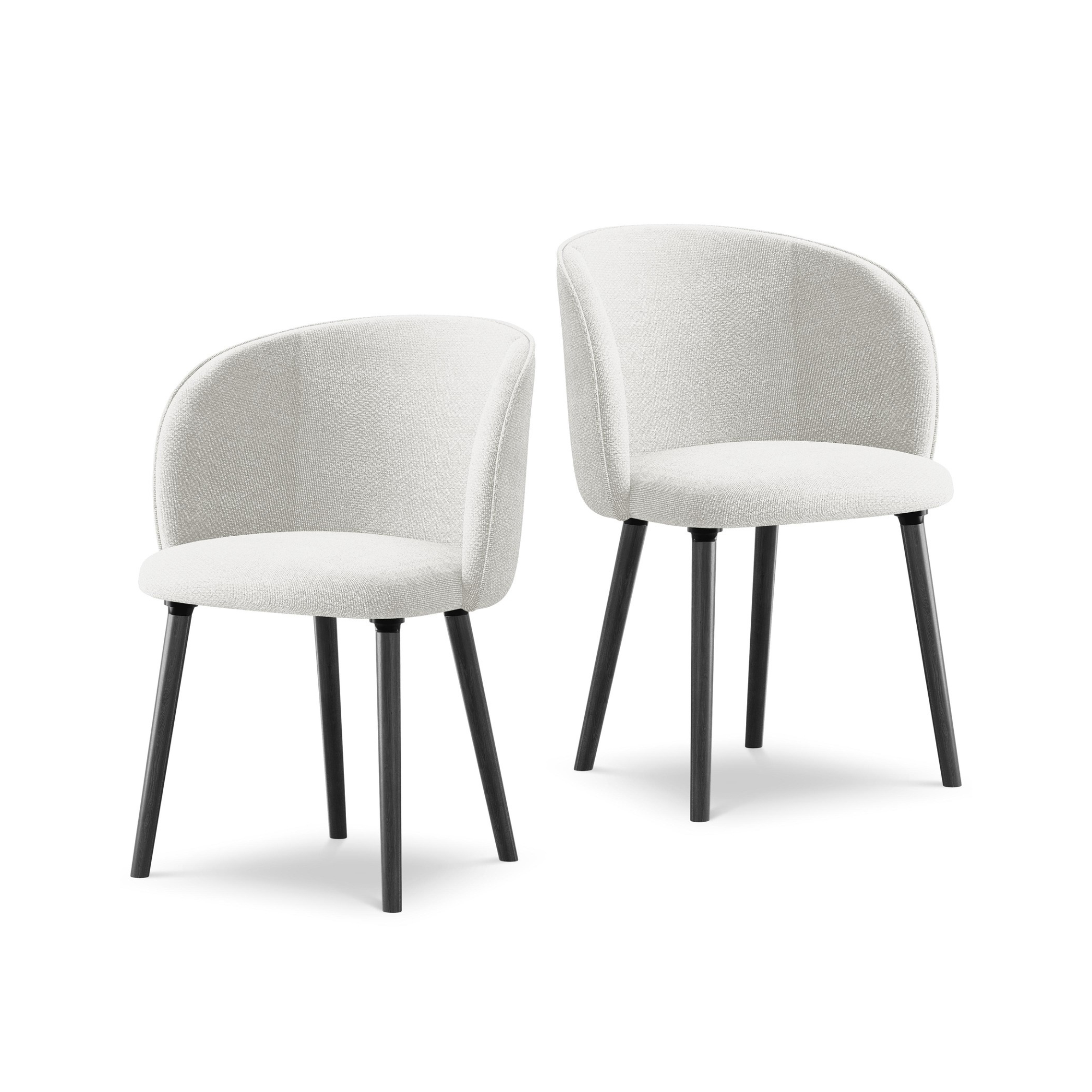 MAIA Chair in White Boucle with Black Oak Base