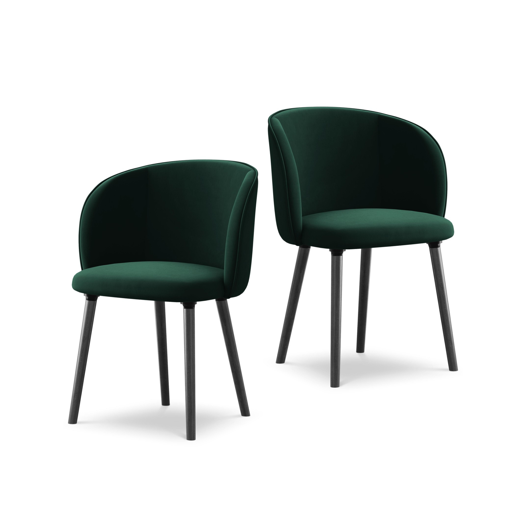 Velvet Chair MAIA in Bottle Green with Black Oak Base