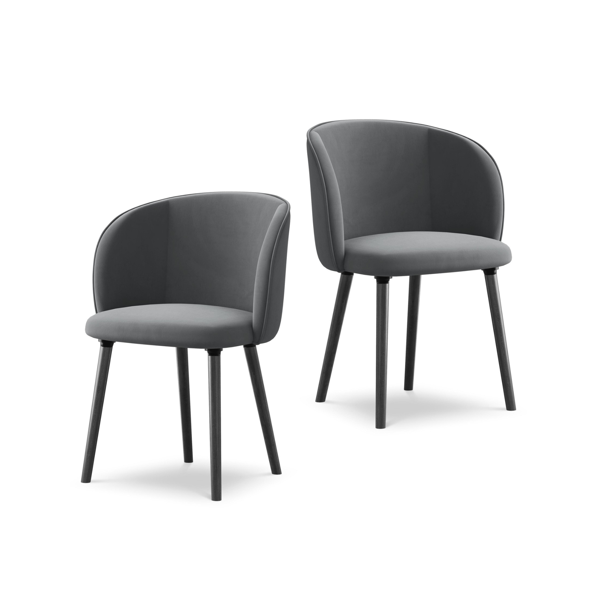 Samtstuhl MAIA stahlgrau mit schwarzem Eichenfuß