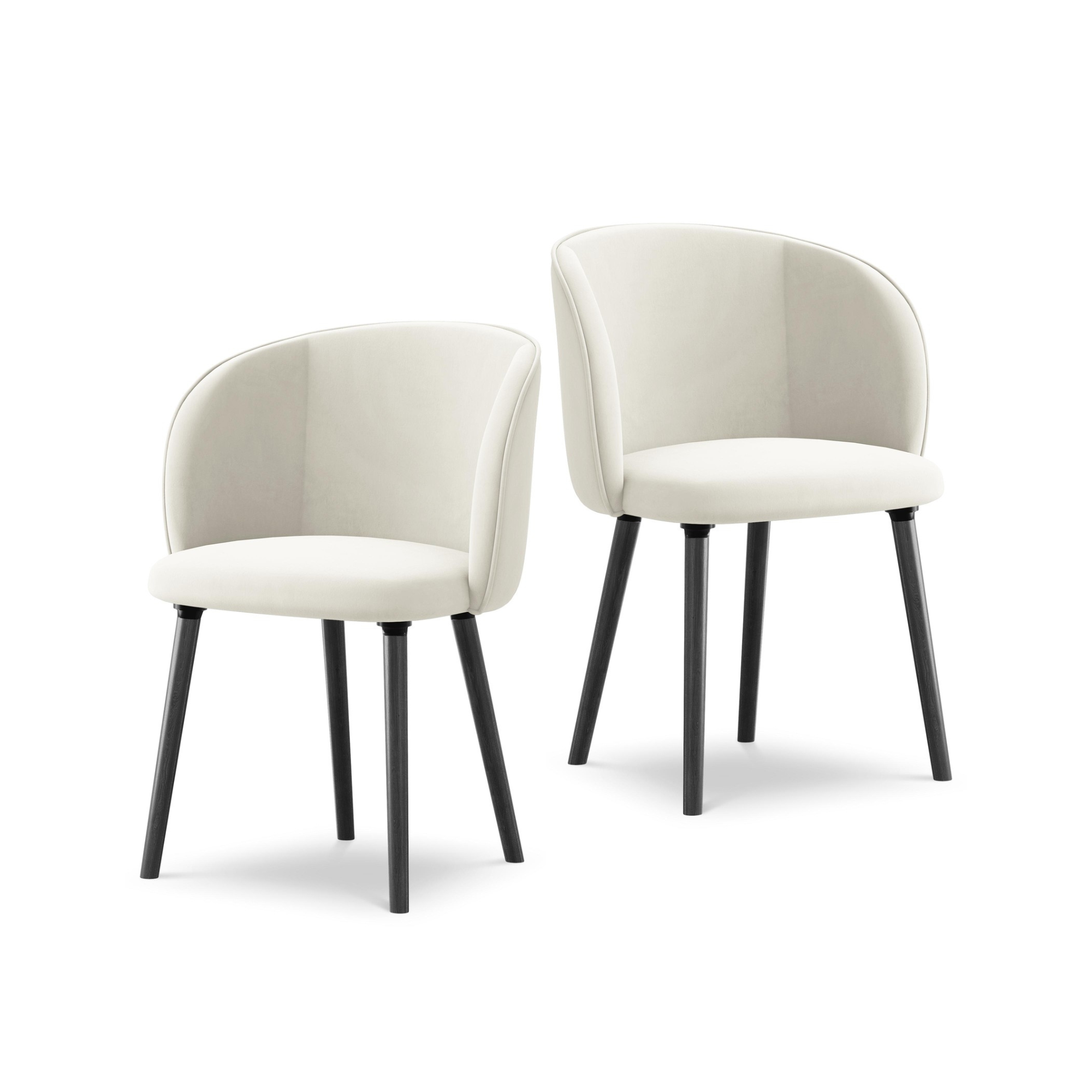 Samtstuhl MAIA hellbeige mit schwarzem Eichenfuß