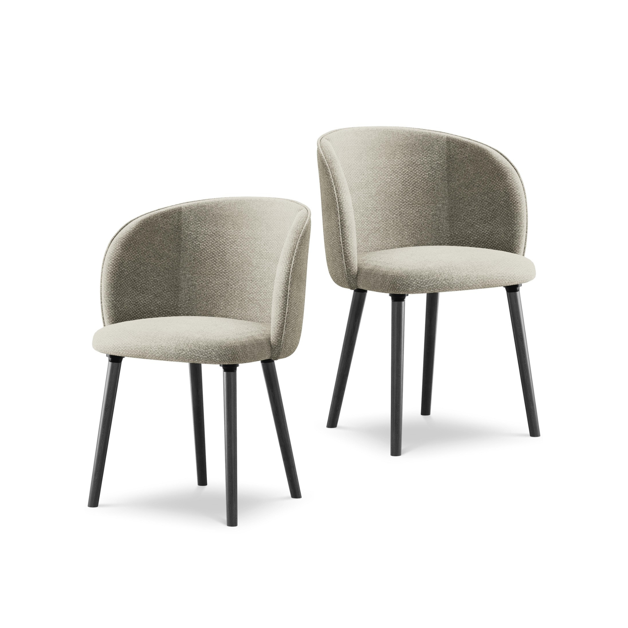 MAIA chair in taupe boucle with a black oak base