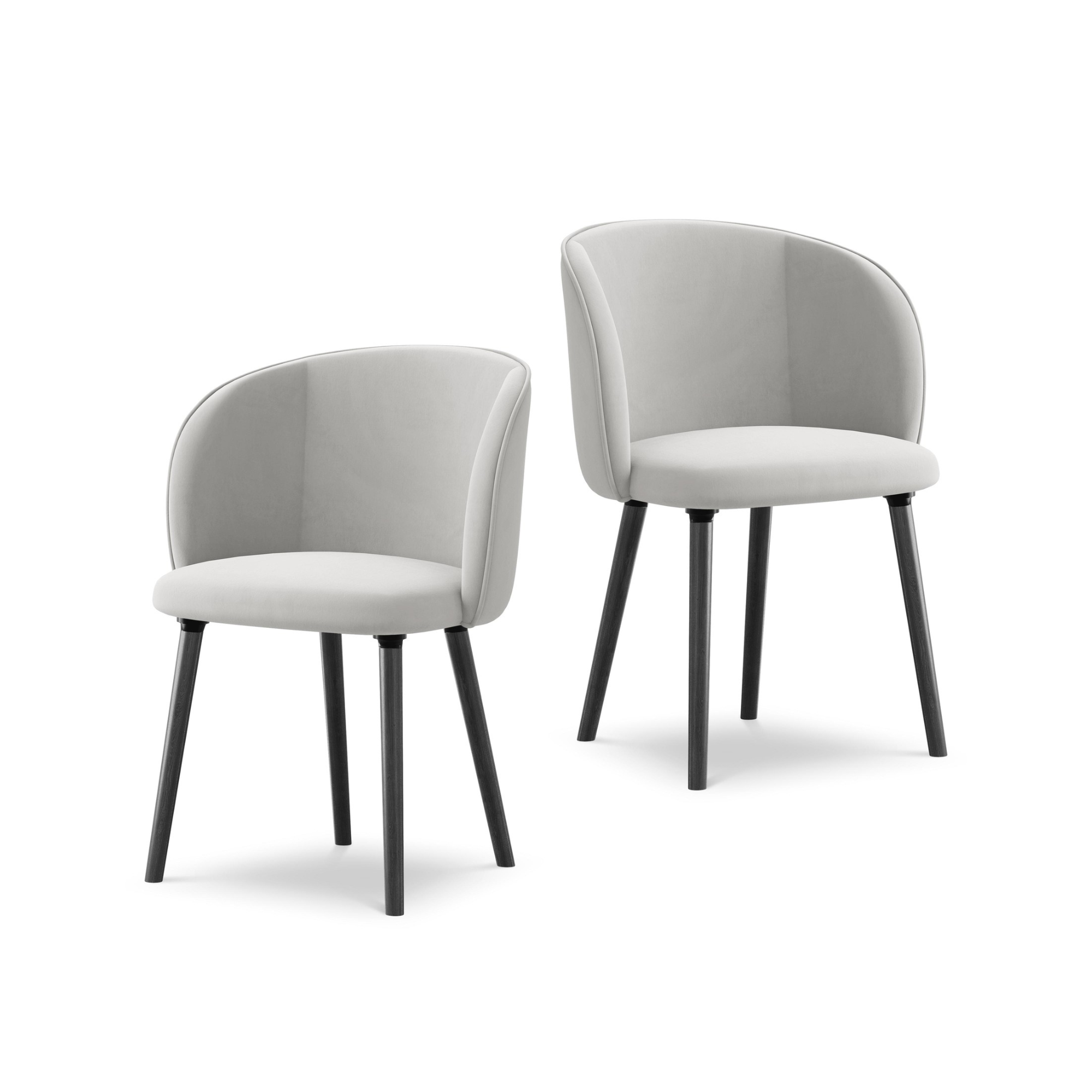 Samtstuhl MAIA silber mit schwarzem Eichenfuß