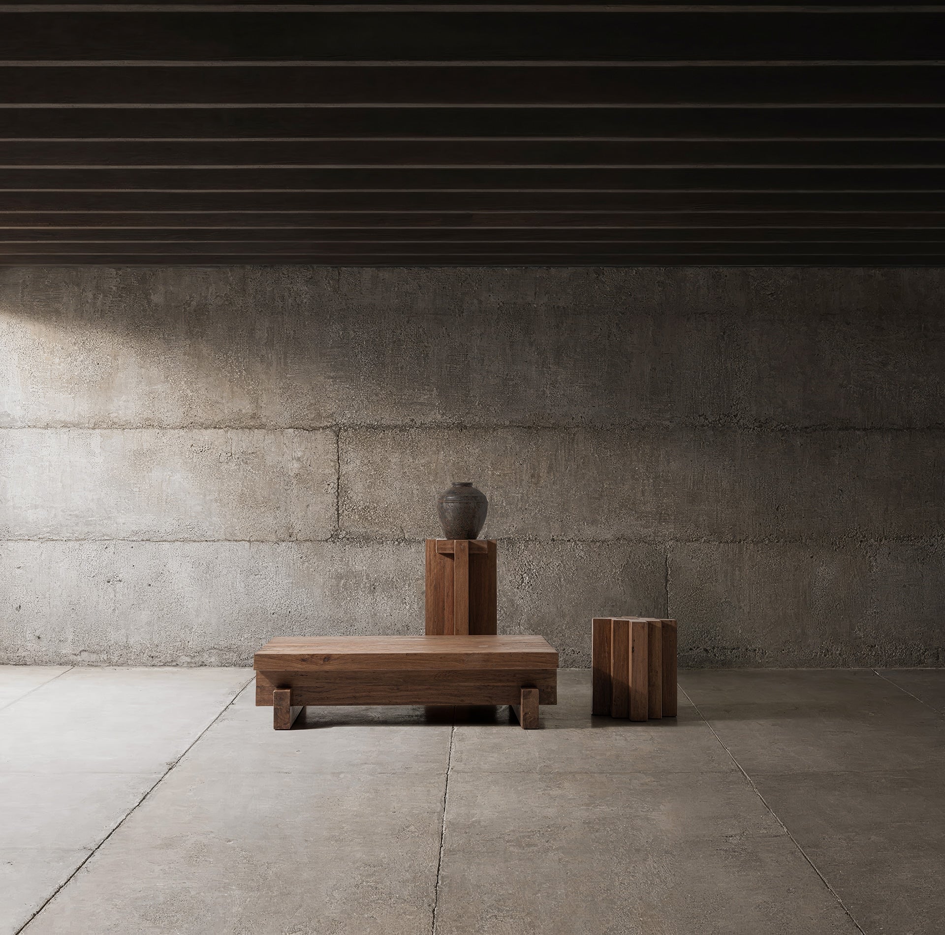 BRUTALIST Side Table Recycled Wood