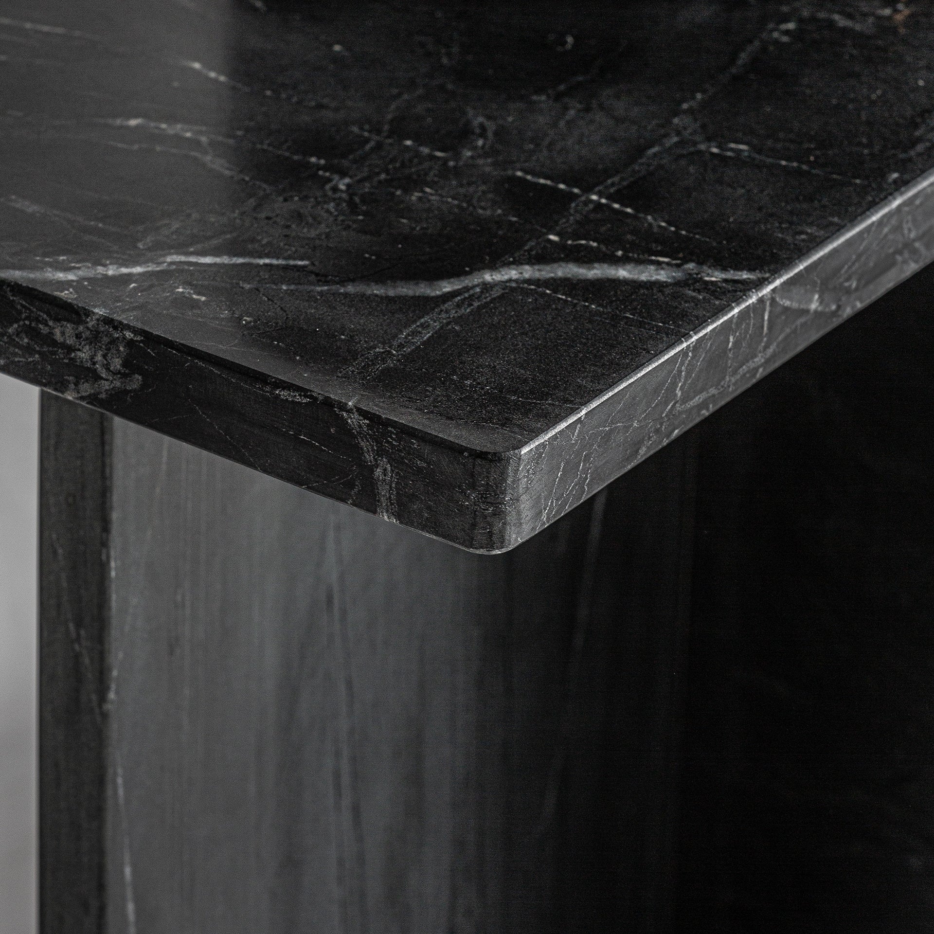 Beistelltisch mit doppelter Tischplatte MARQUINA schwarzer Marmor