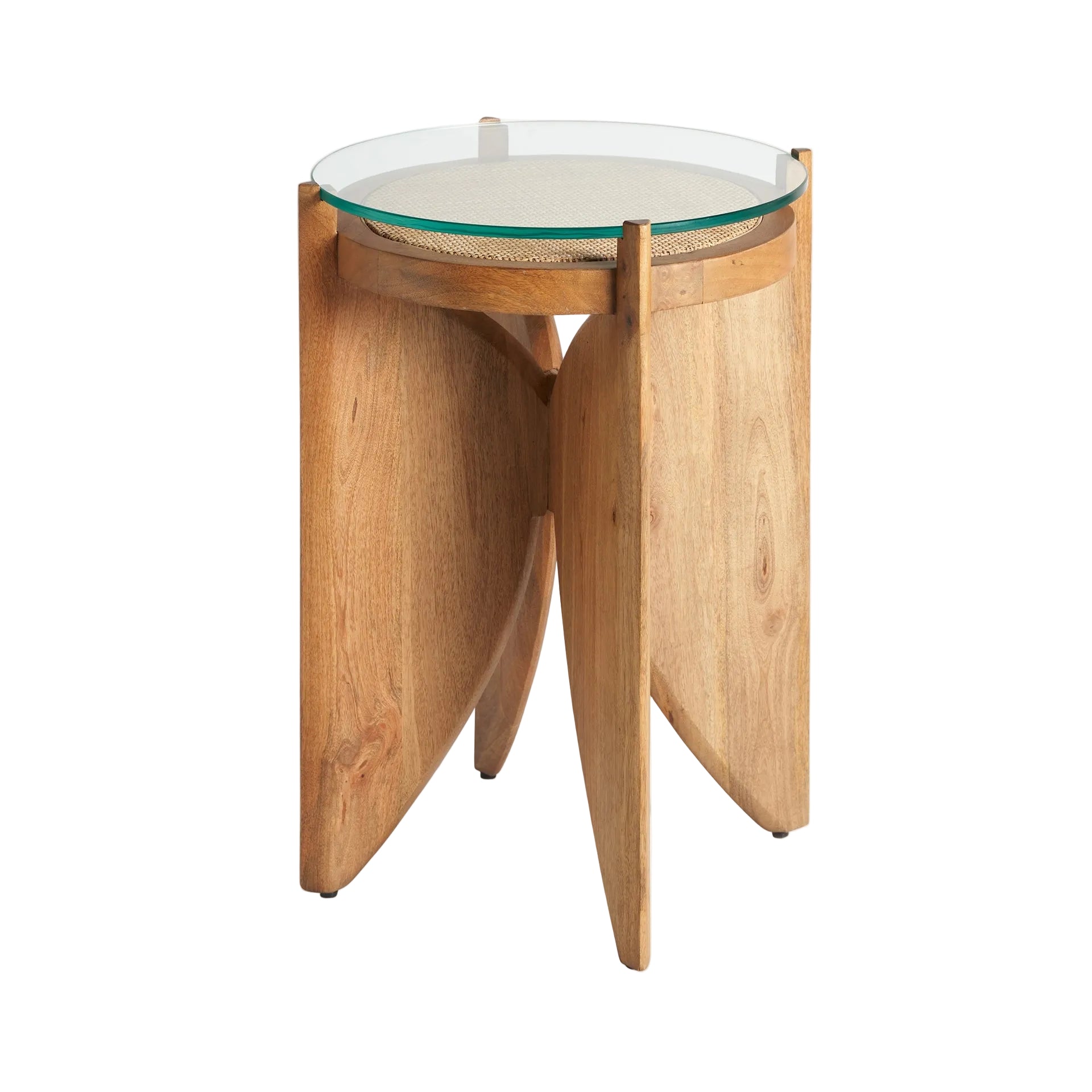 Beistelltisch RIESA aus Mangoholz mit Glasplatte