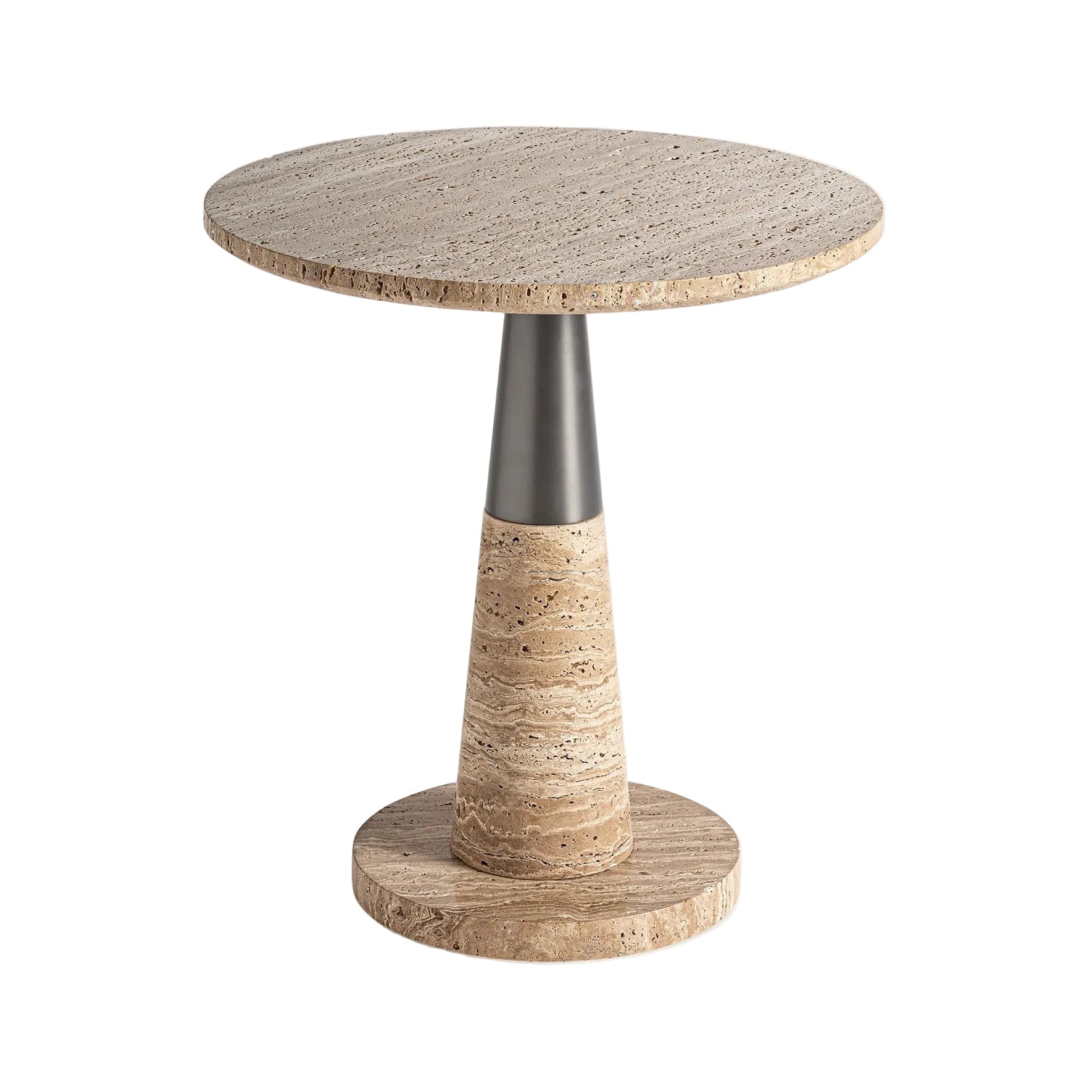 RUST Side Table Beige Marble with Metal Finish