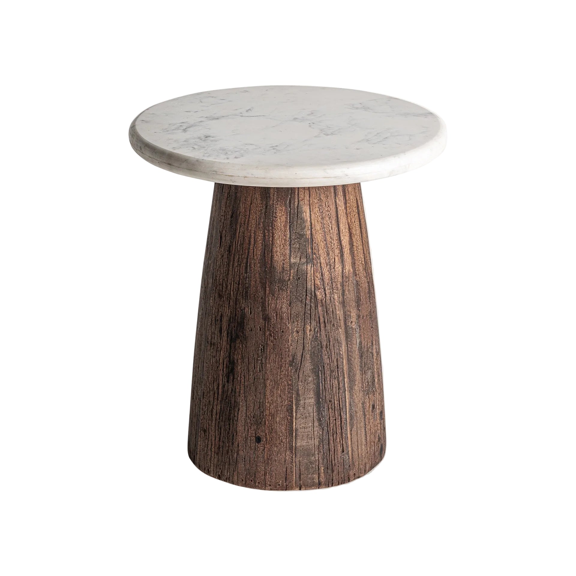 Beistelltisch SKORUP aus recyceltem Holz mit Marmorplatte