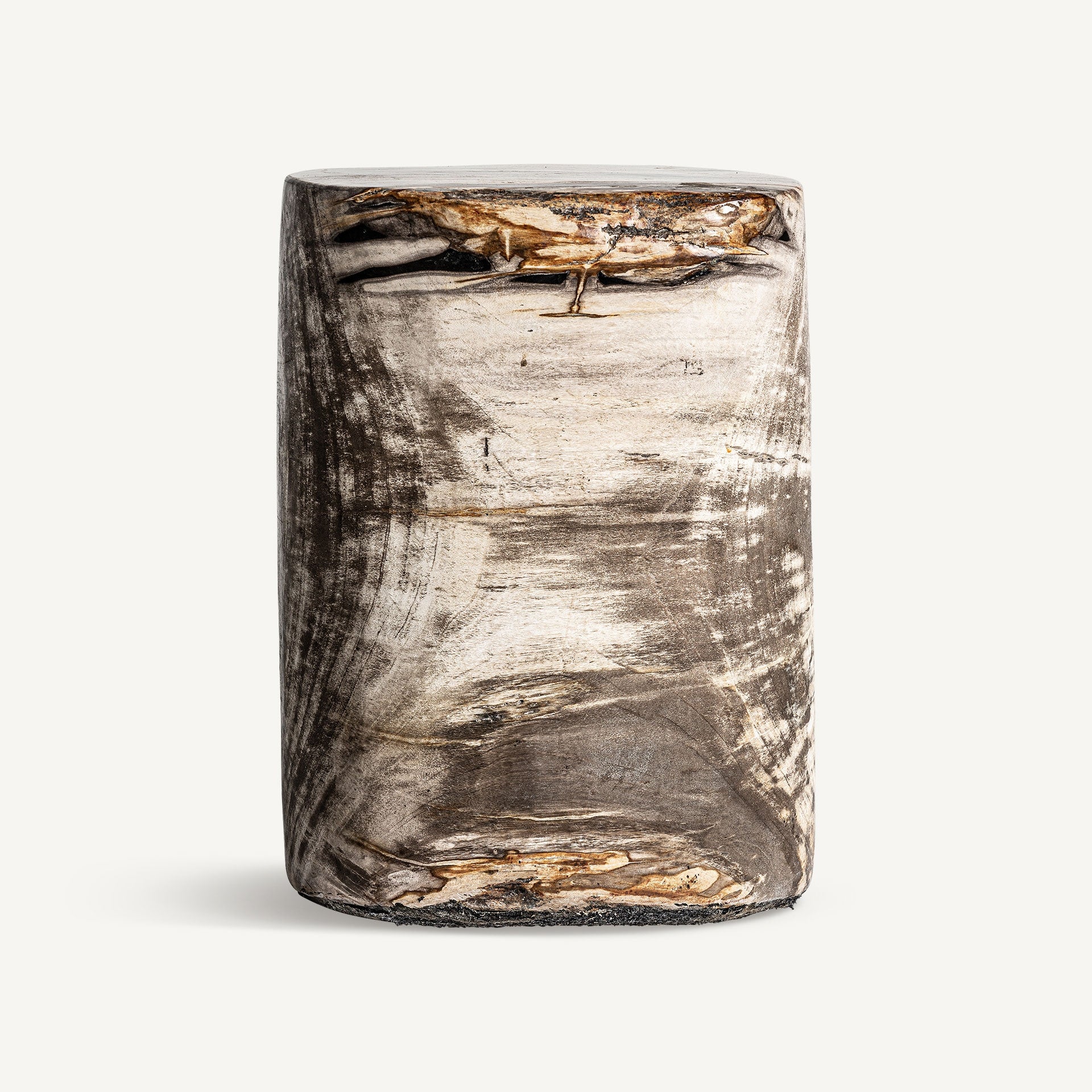 Beistelltisch TELTI aus braunem, versteinertem Holz