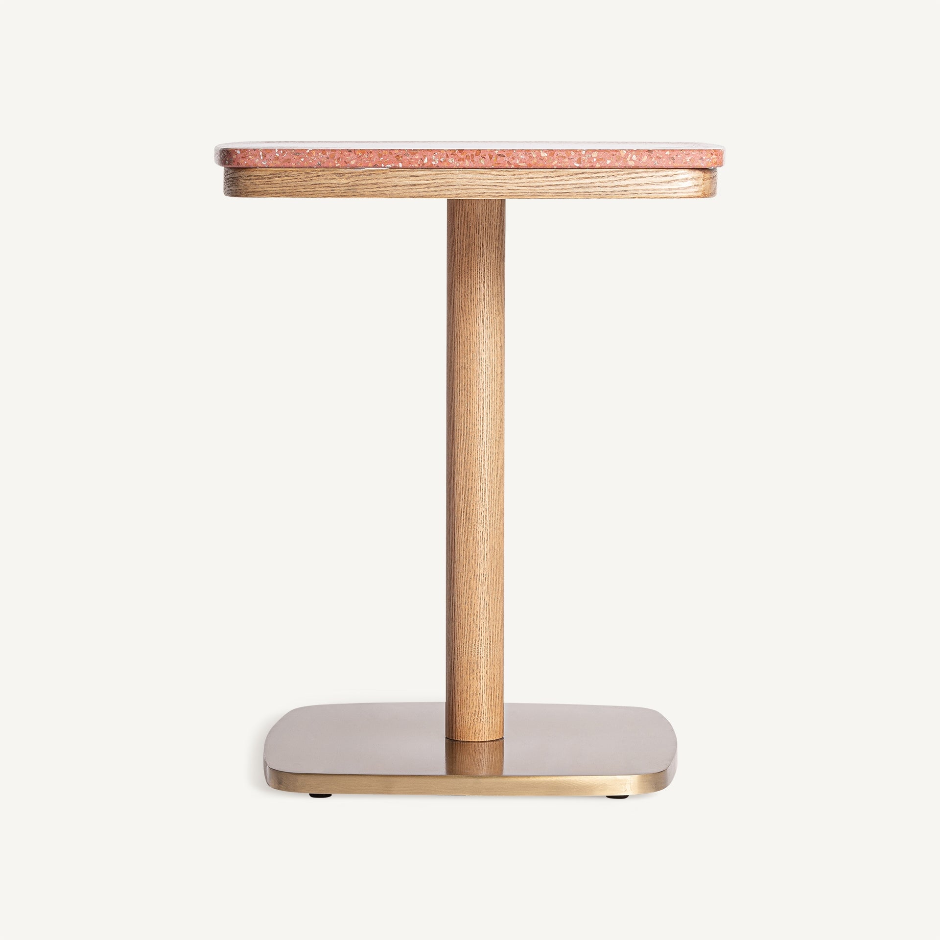 ALFERCE Bar Table in Burgundy Terrazzo with Wooden Base