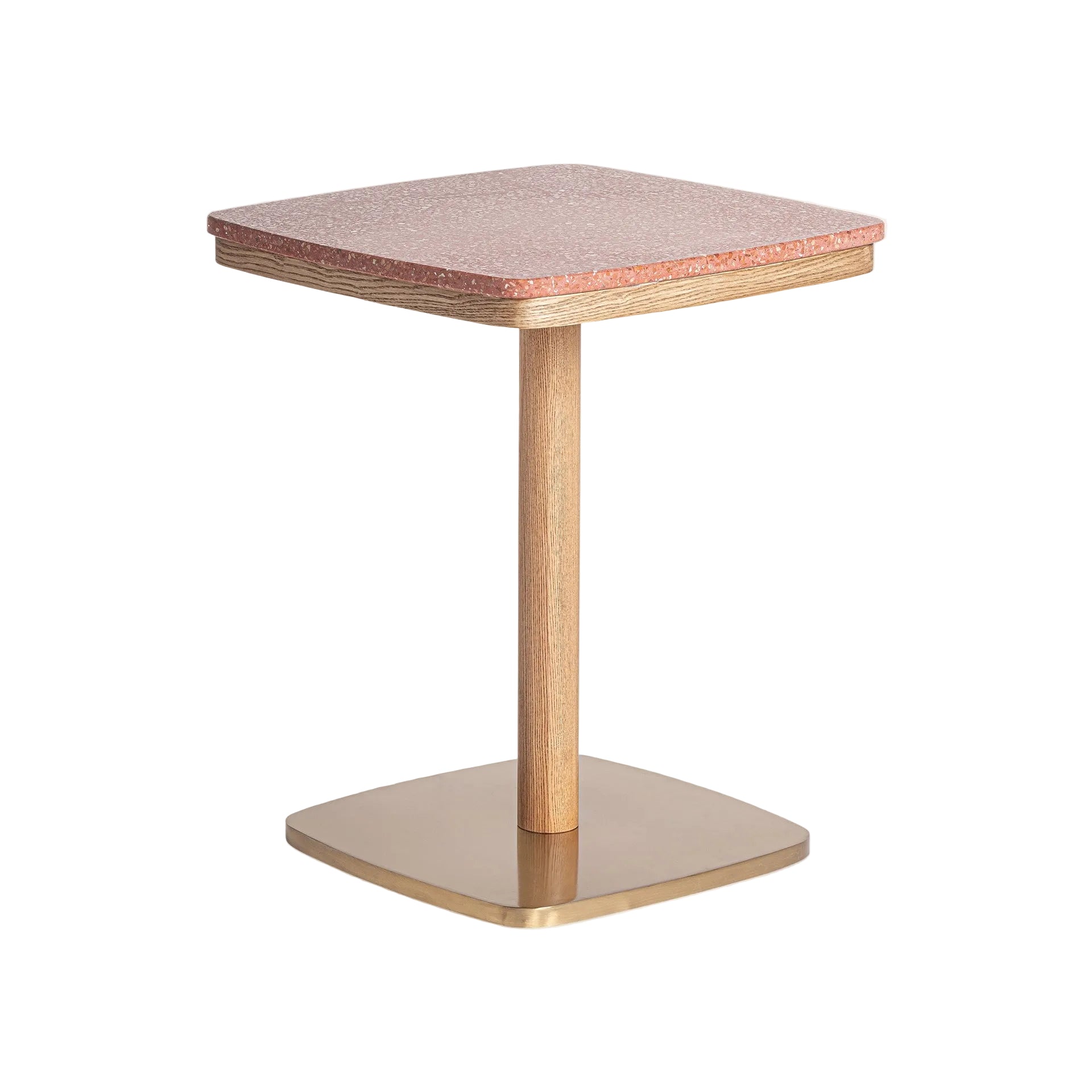 ALFERCE Bar Table in Burgundy Terrazzo with Wooden Base
