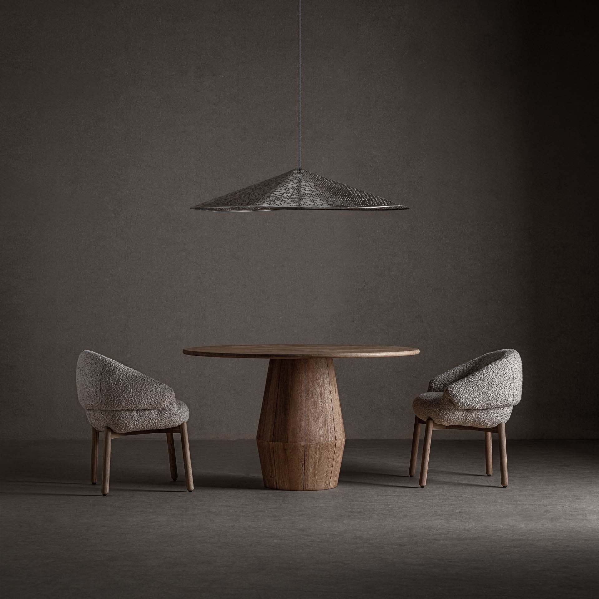 Runder Tisch JACQUARD aus Mangoholz