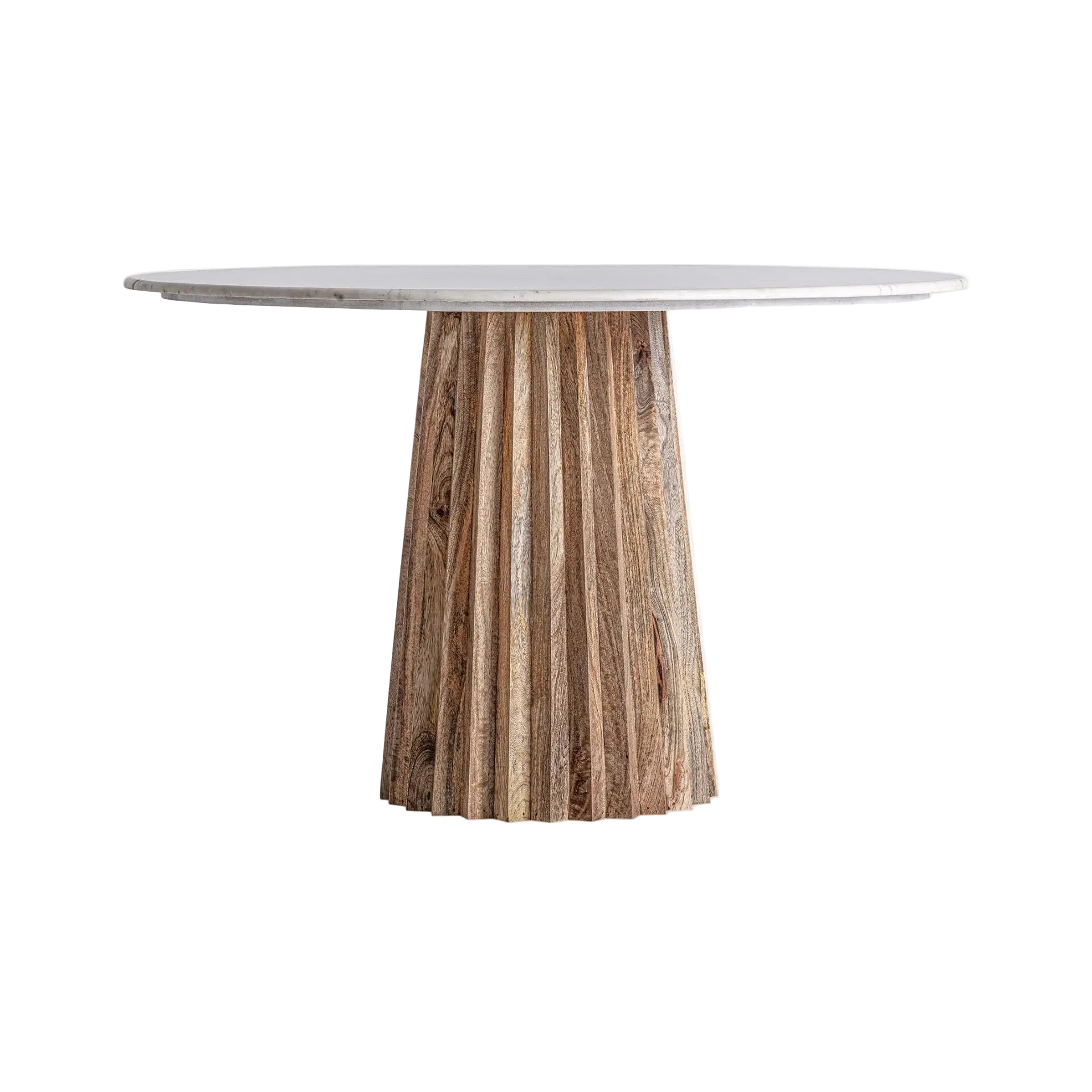 Round PLISSÉ Table in Mango Wood with Marble Top