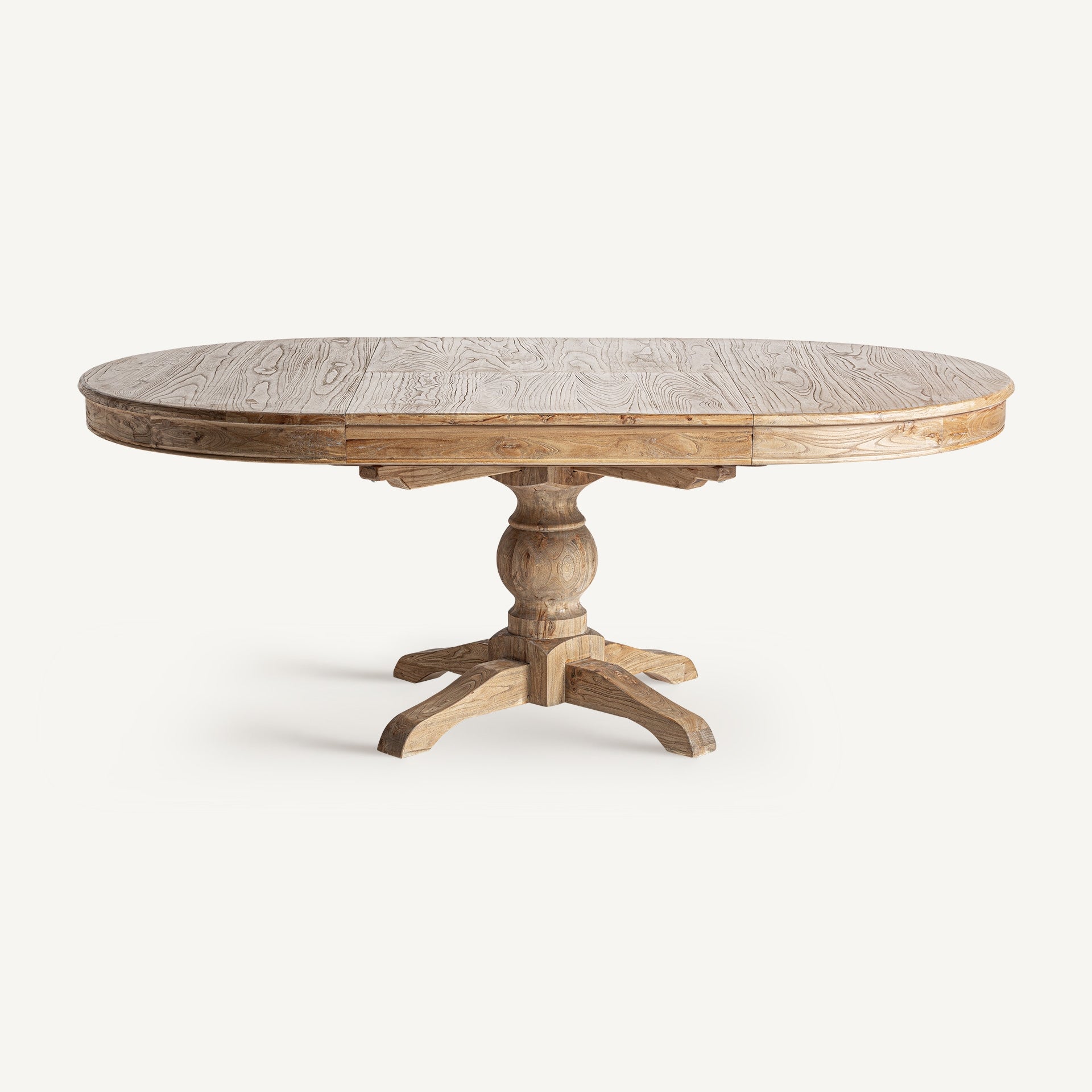 SONVIGO Round Extendable Table, Recycled Ash Wood