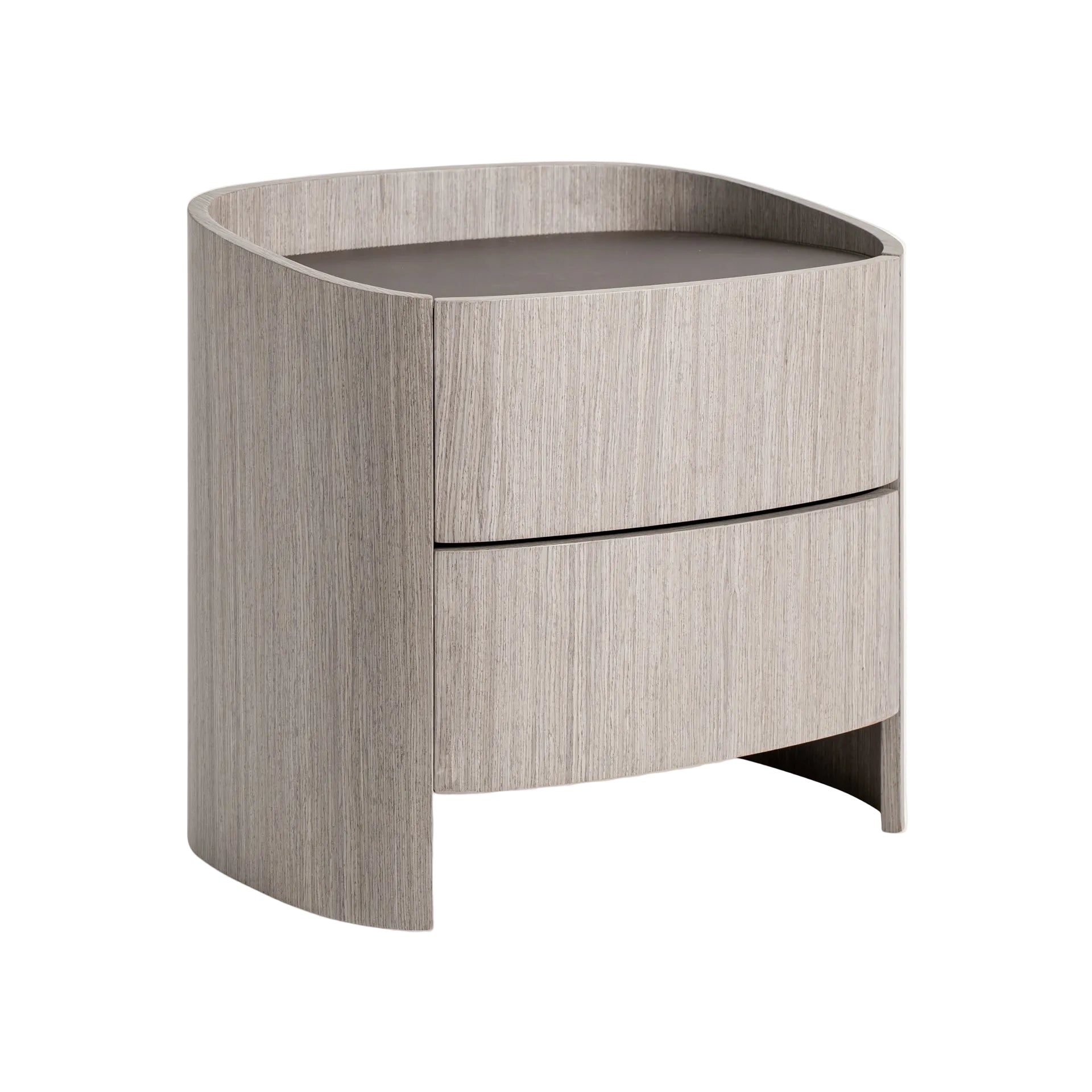 Burkina Nightstand in Gray with Leather Top