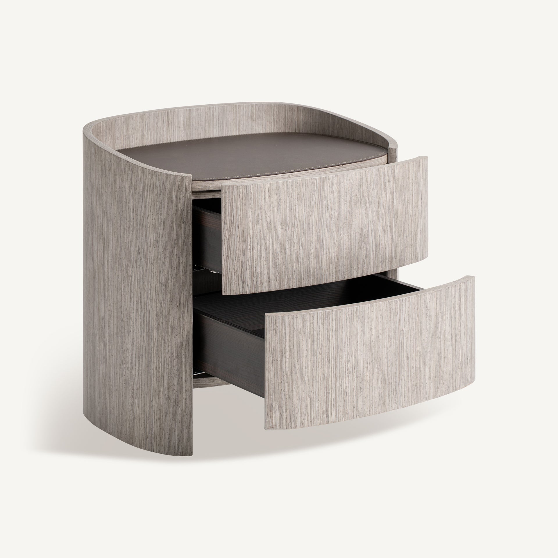 Burkina Nightstand in Gray with Leather Top